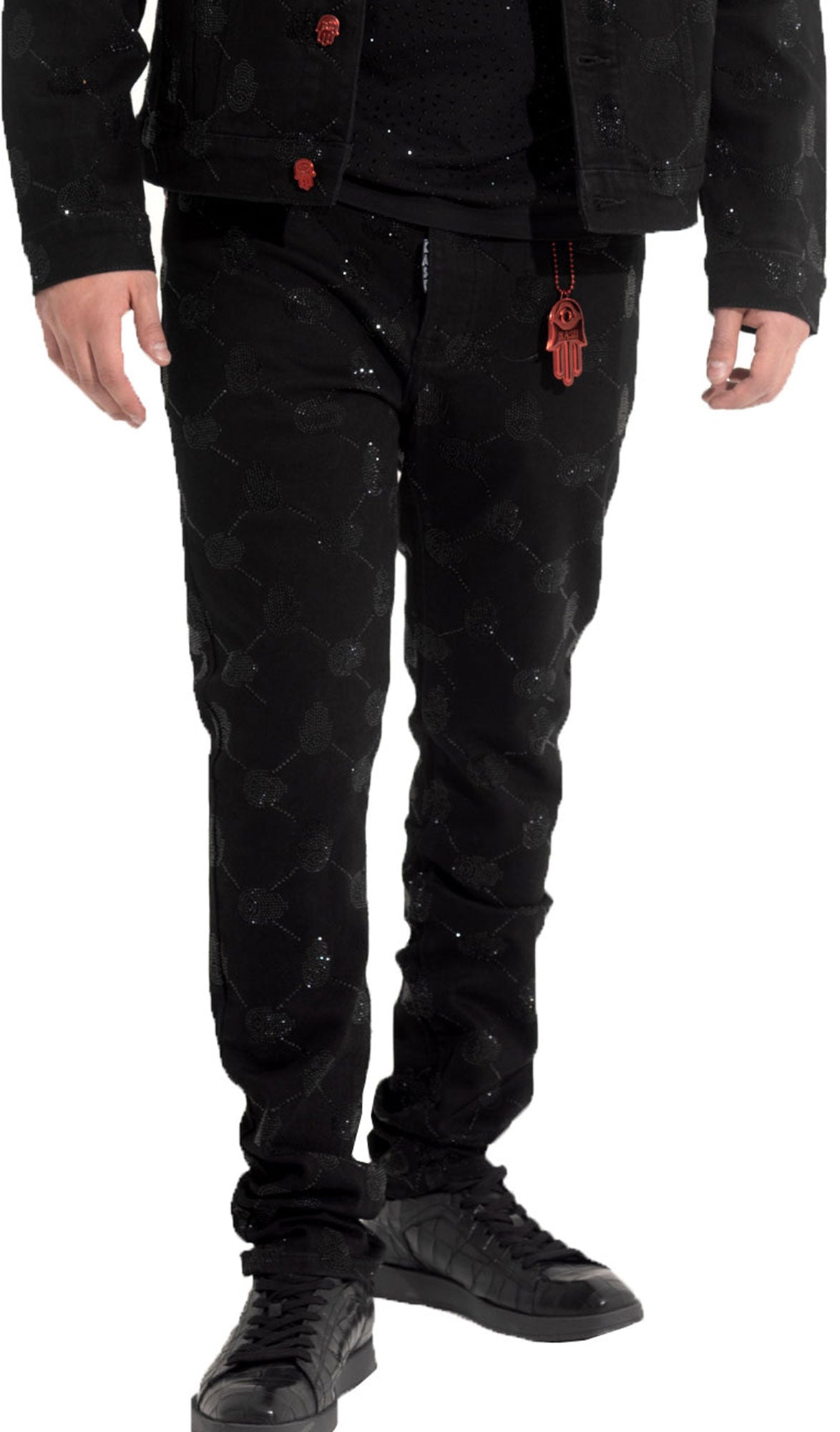 Kash Diamond collection argyle stoned pants - Black