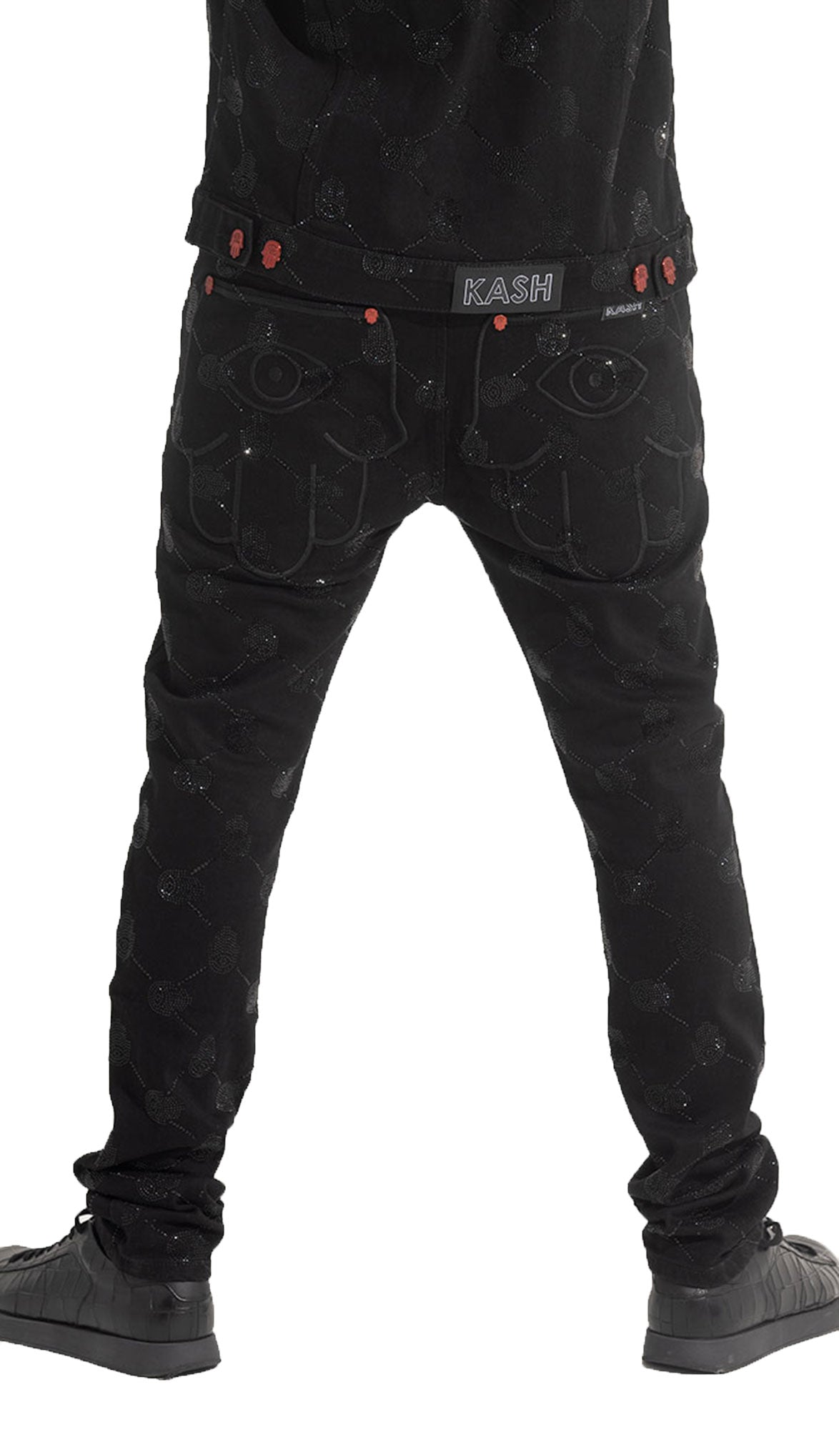 Kash Diamond collection argyle stoned pants - Black