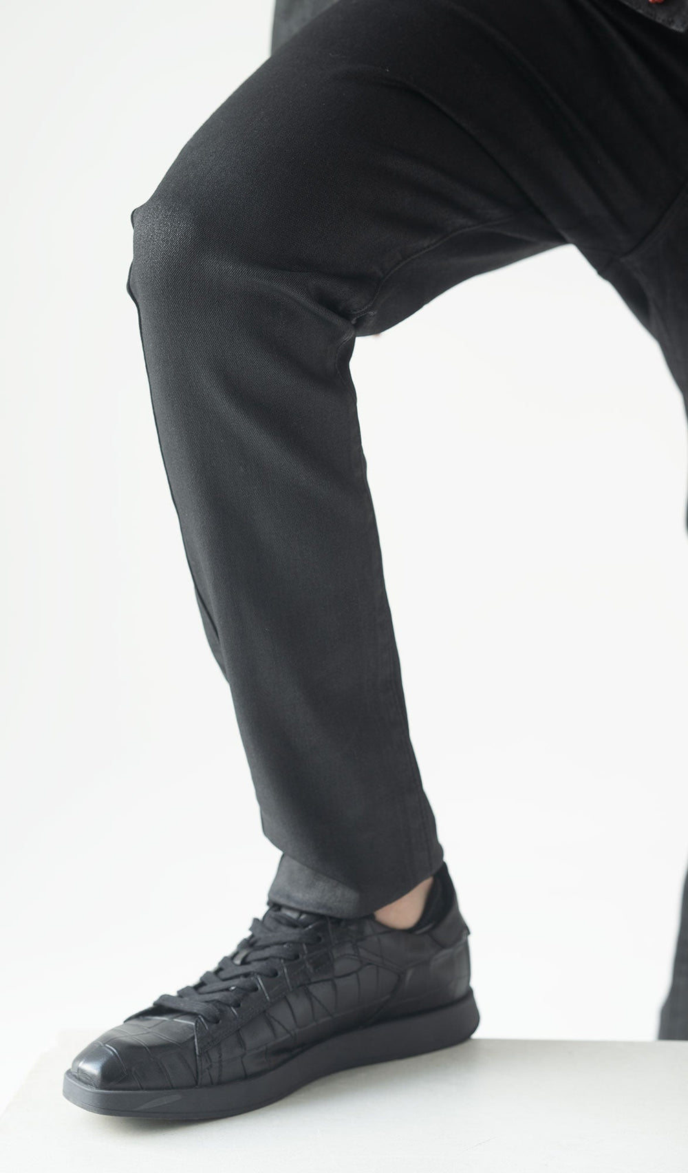 Kash Hamsa Pocket Wax Denim in black, waxed jeans – view 11 of 12