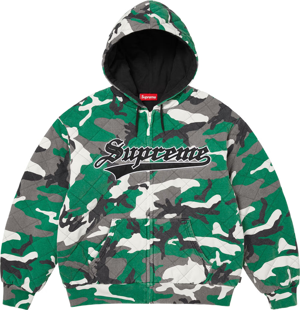Supreme Quilted Zip Up Hooded Sweatshirt - Camo