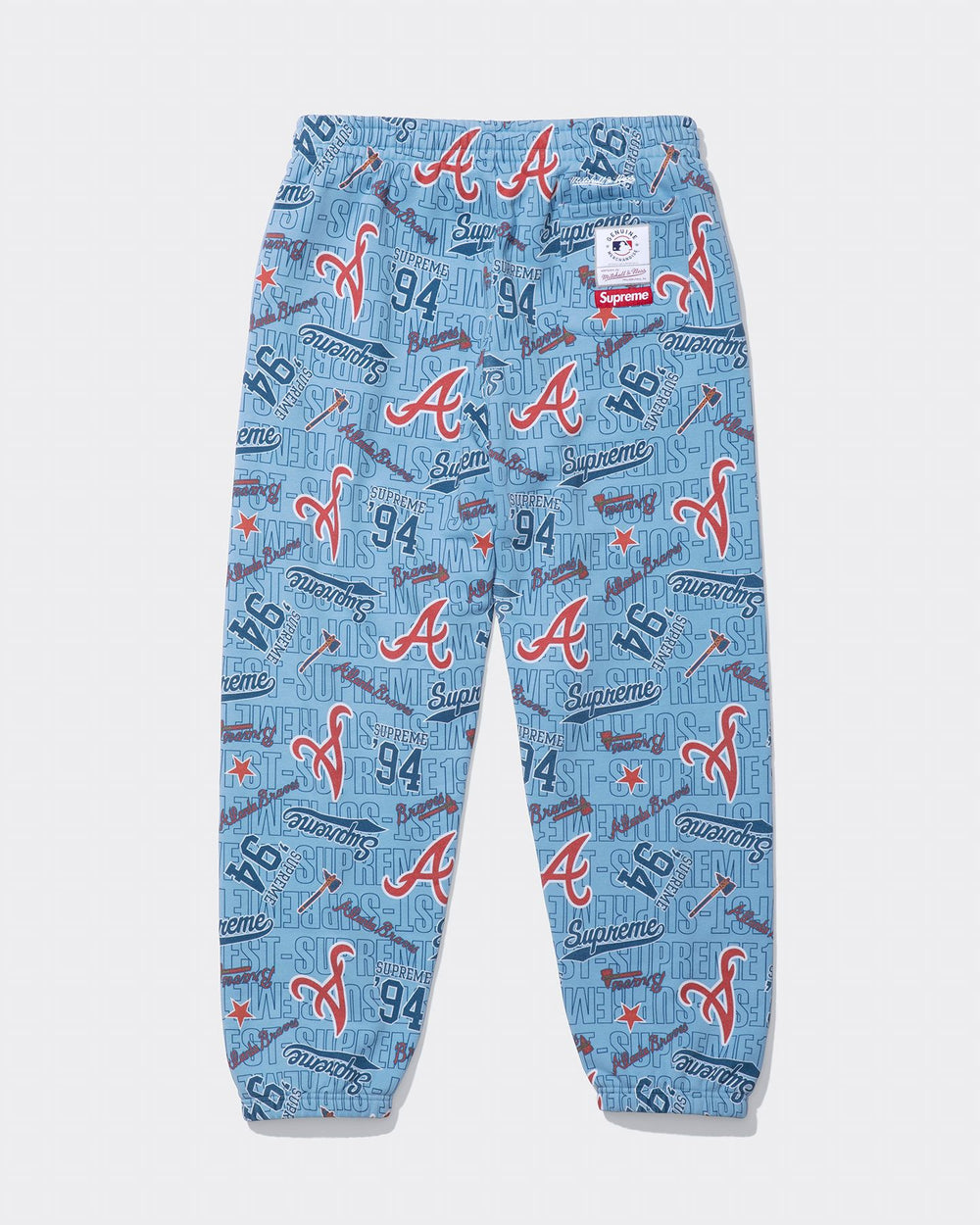 Supreme x Mitchell & Ness Atlanta Braves Sweatpants Blue - back