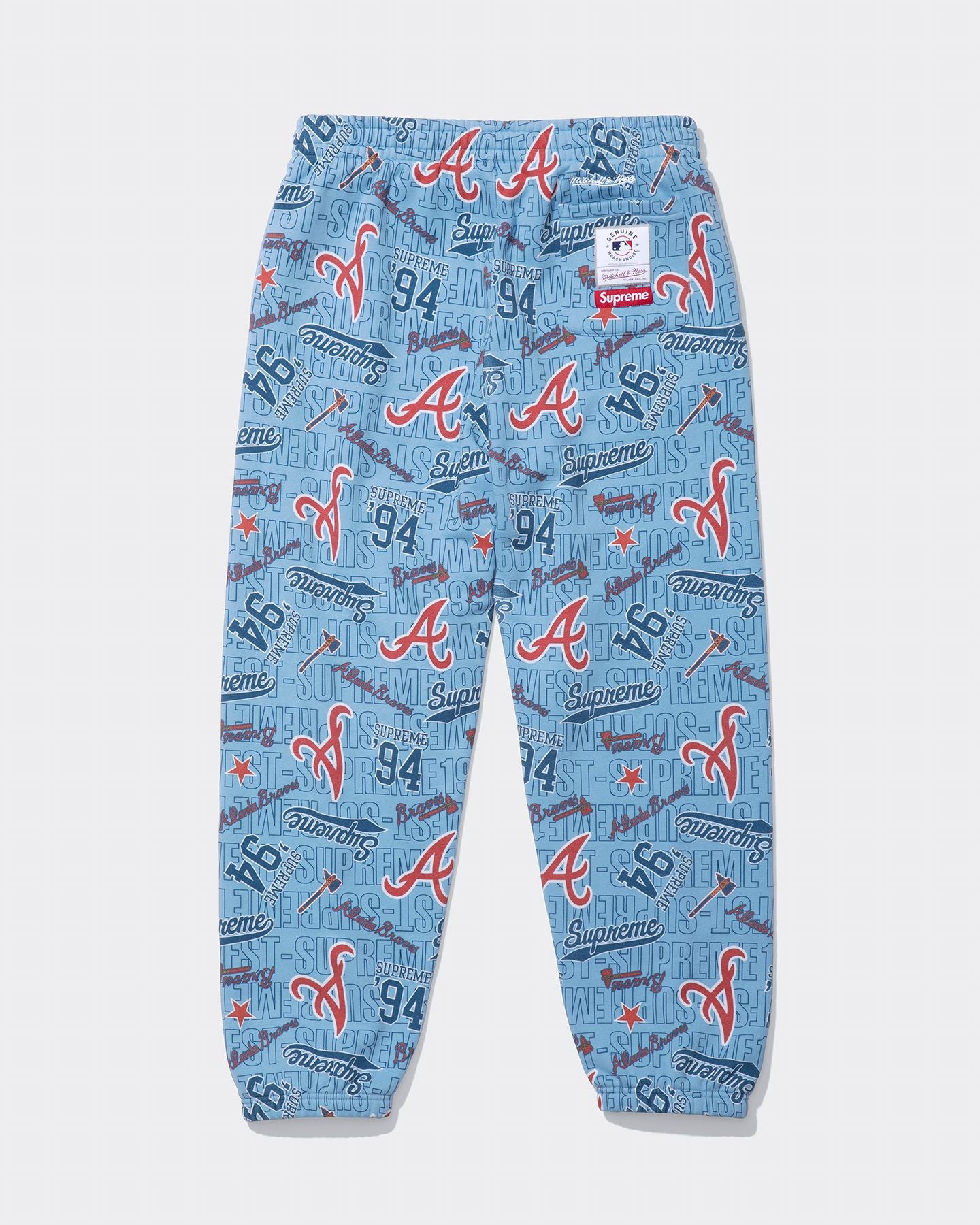 Supreme x Mitchell & Ness Atlanta Braves Sweatpants Blue - back