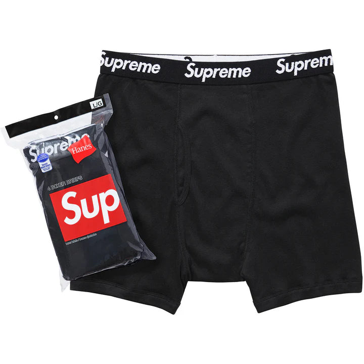 Supreme/Hanes Boxers Briefs (4 Pack)- Black