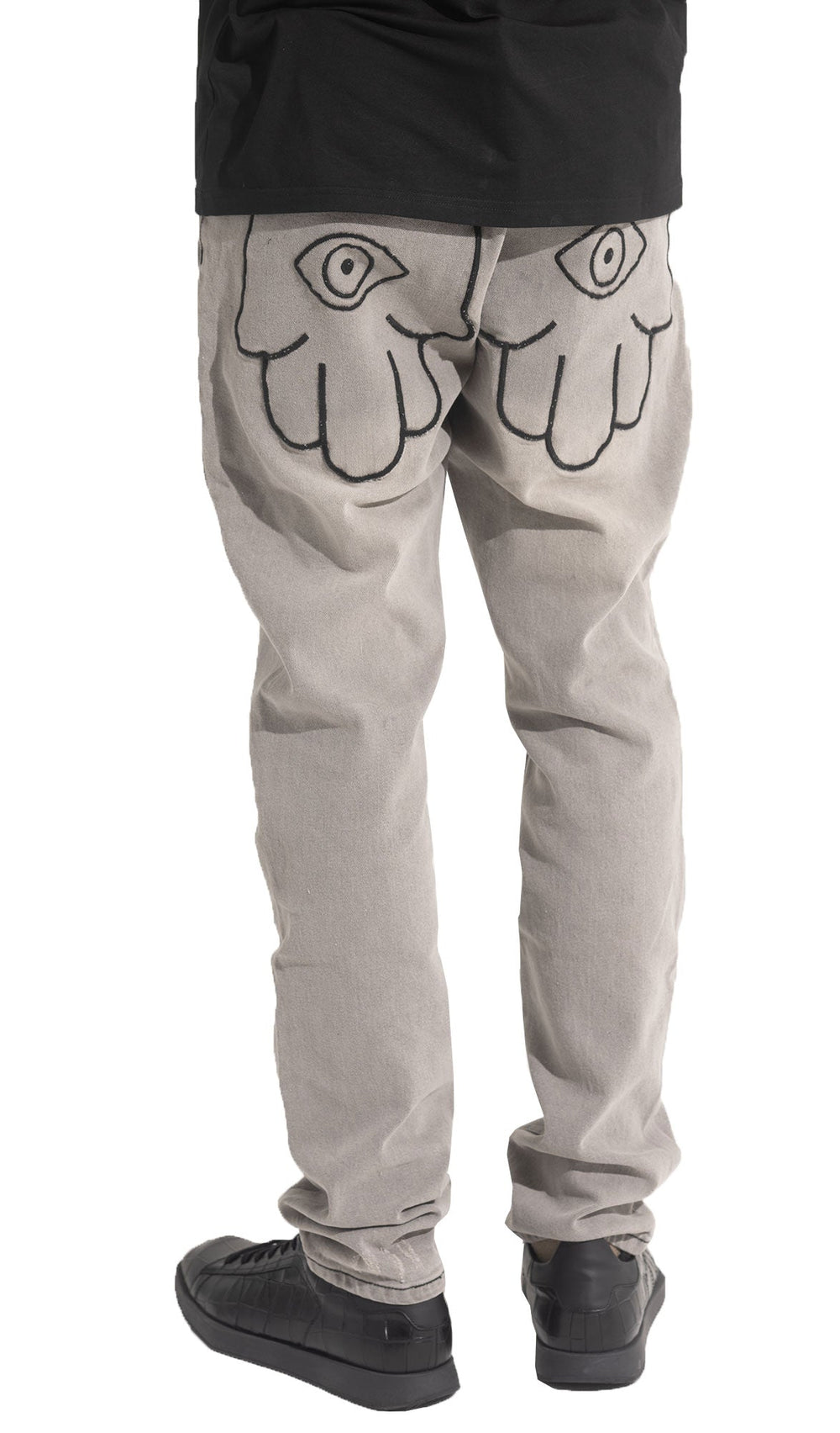 Kash gray denim jeans with Hamsa pocket – view 6 of 8