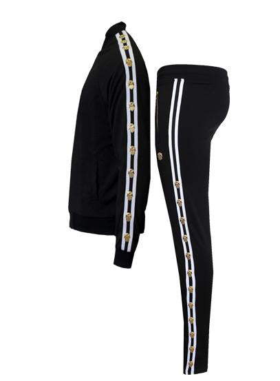 Kash Men's Long Sleeve Icon Track Jacket with Hamsa Hand in Black – view 2 of 10
