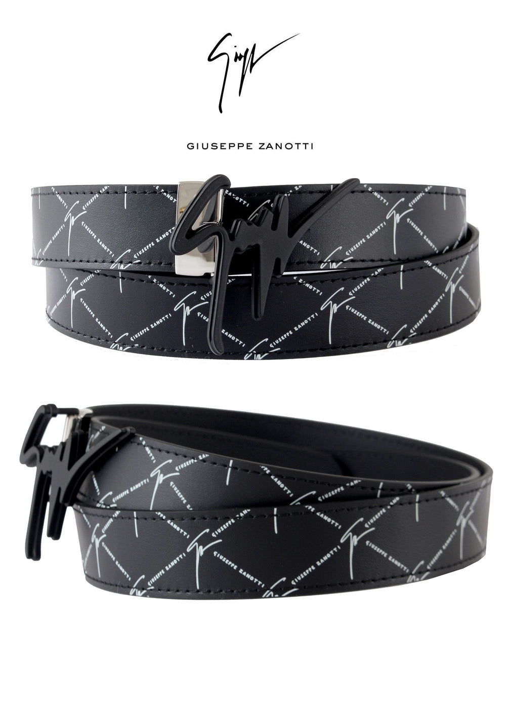 Giuseppe Zanotti Logo Print Belt - Black – view 1 of 4