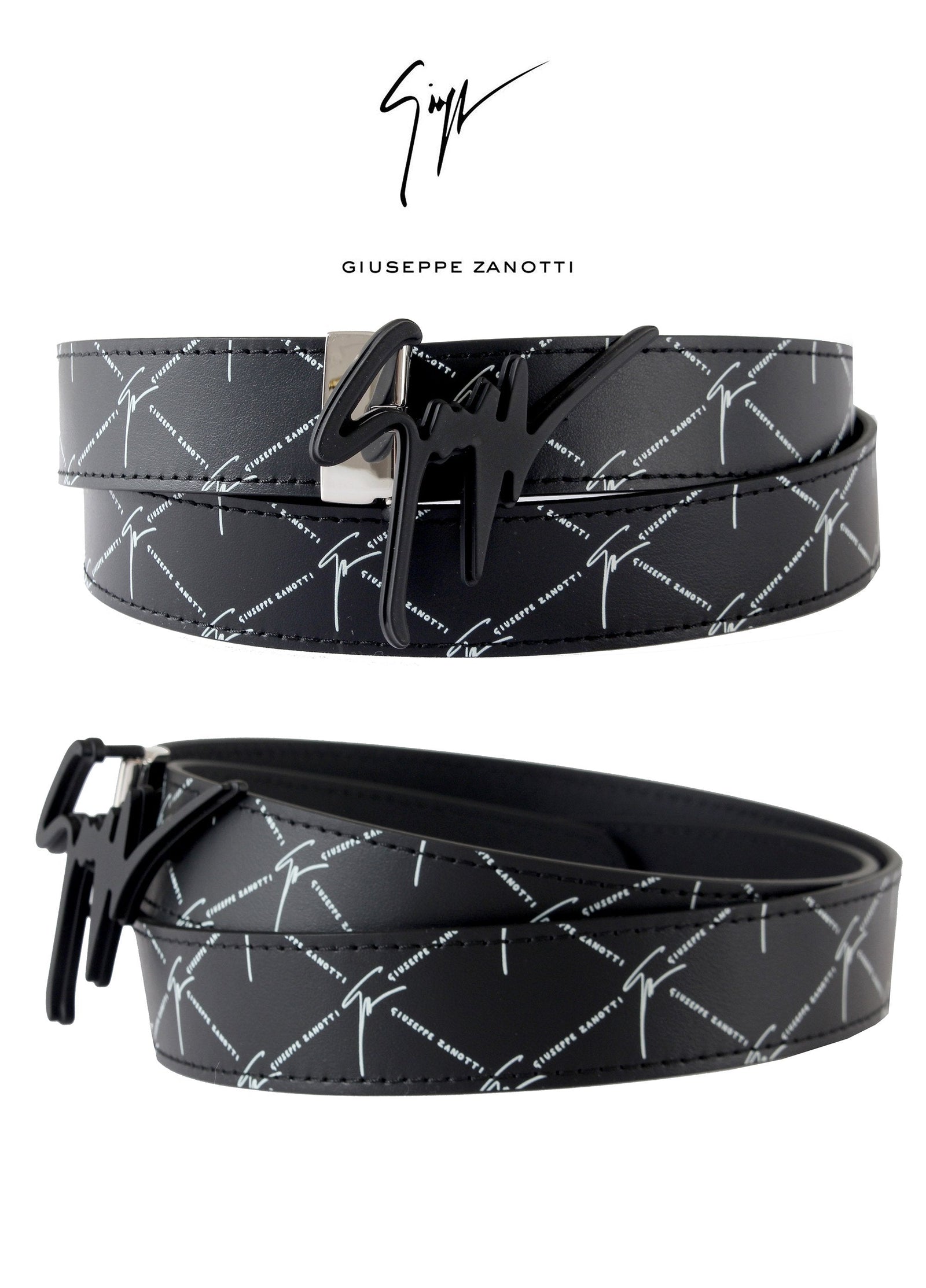 Giuseppe Zanotti Logo Print Belt - Black – view 1 of 4