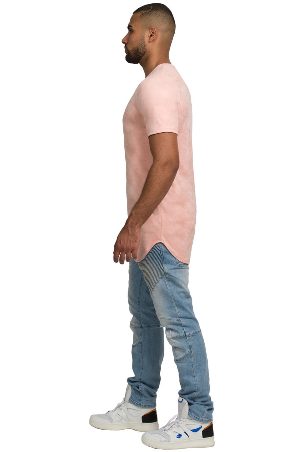 Kash Elongated Stretch Suede Peony Tunic in Peony – view 4 of 5
