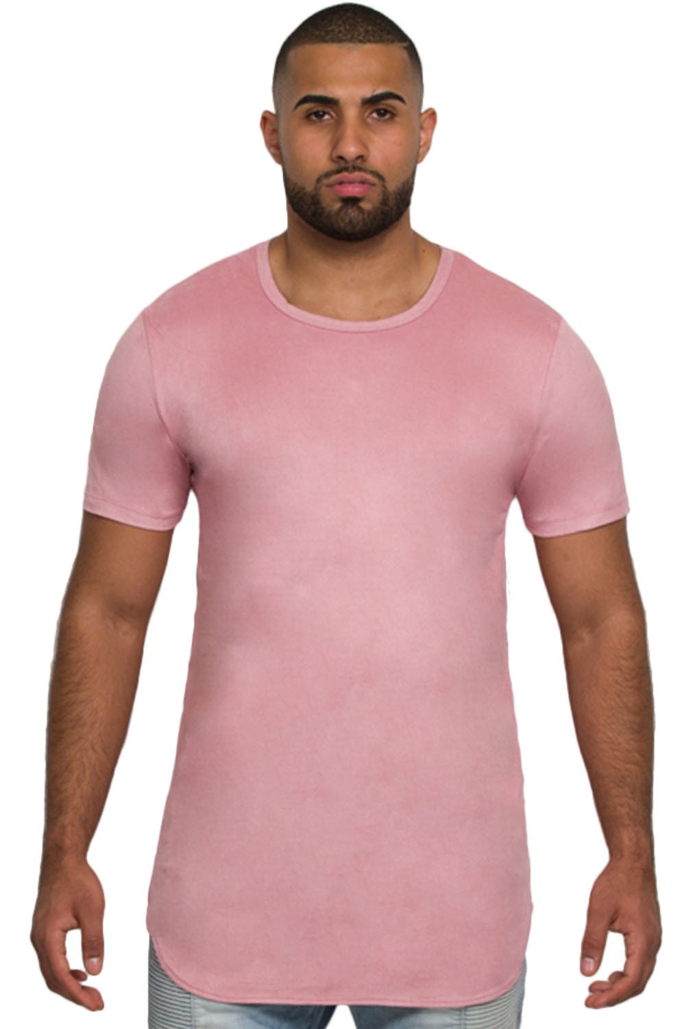 Kash Elongated Stretch Suede Rose Gold Tunic in Rose Gold – view 3 of 8