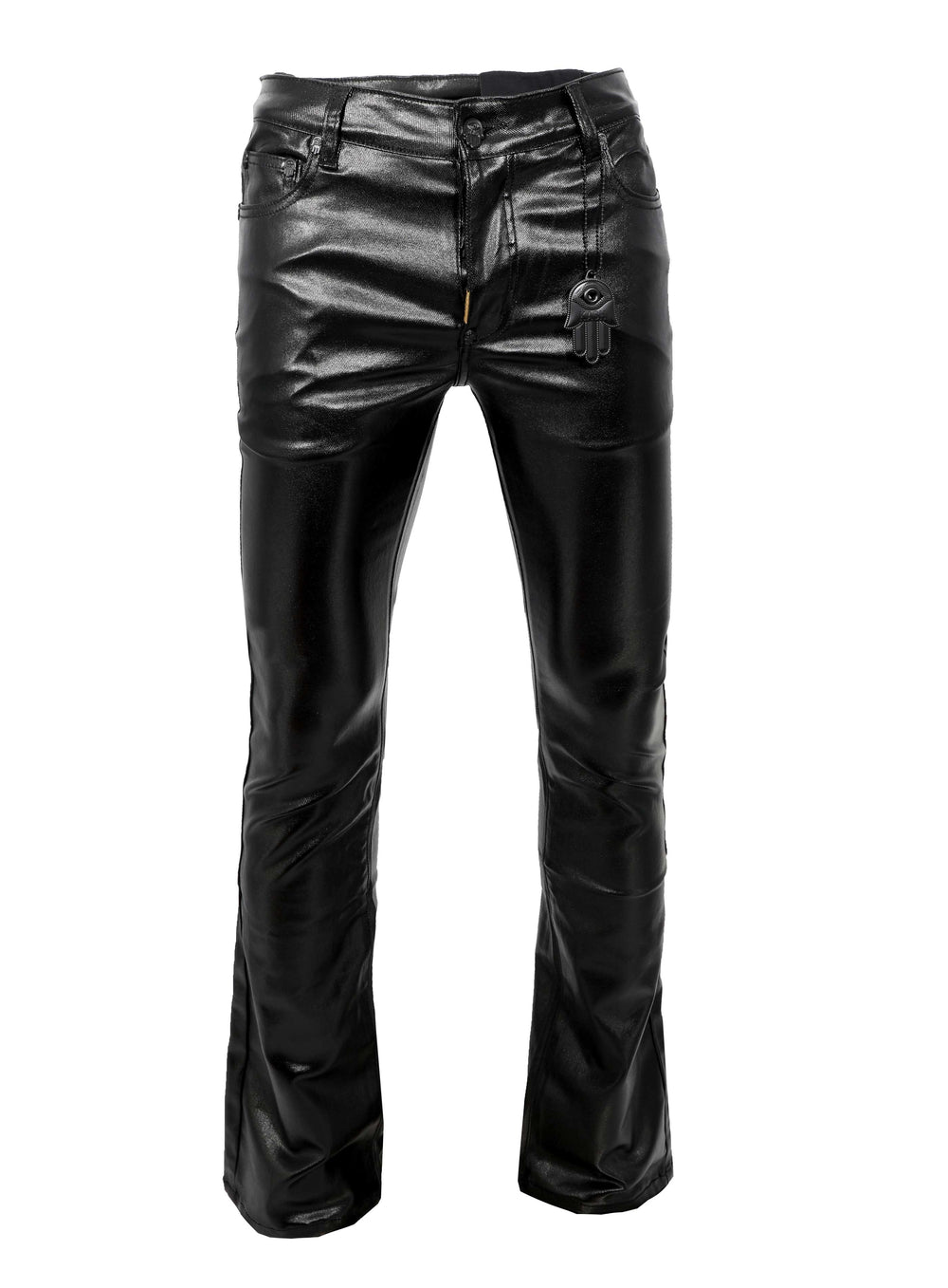 Kash Vegan Leather stacked pants - Black