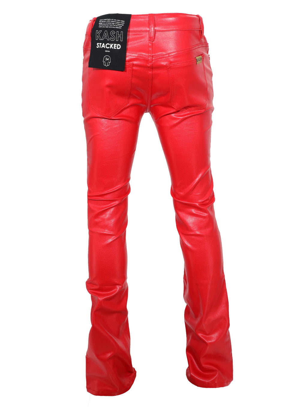 Kash Vegan Leather Stacked Pants in red – view 2 of 4