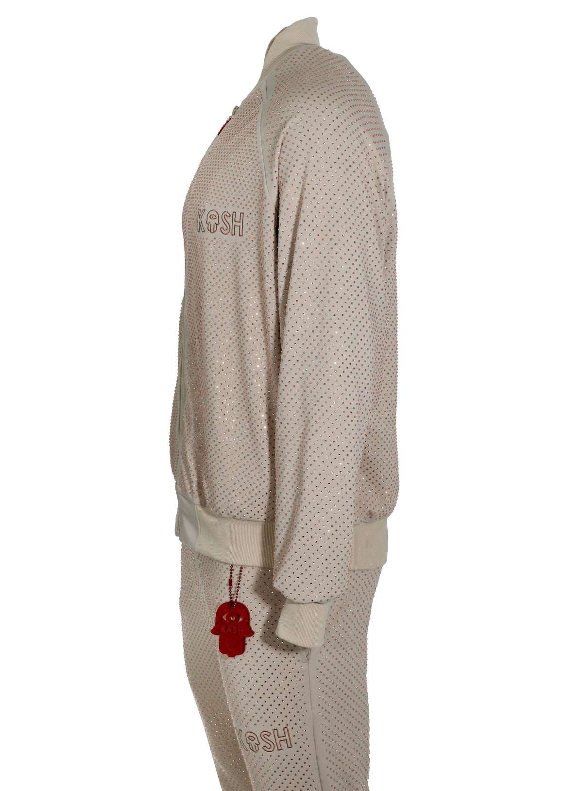 KASH ALL OVER DIAMOND TRACK JACKET - BEIGE