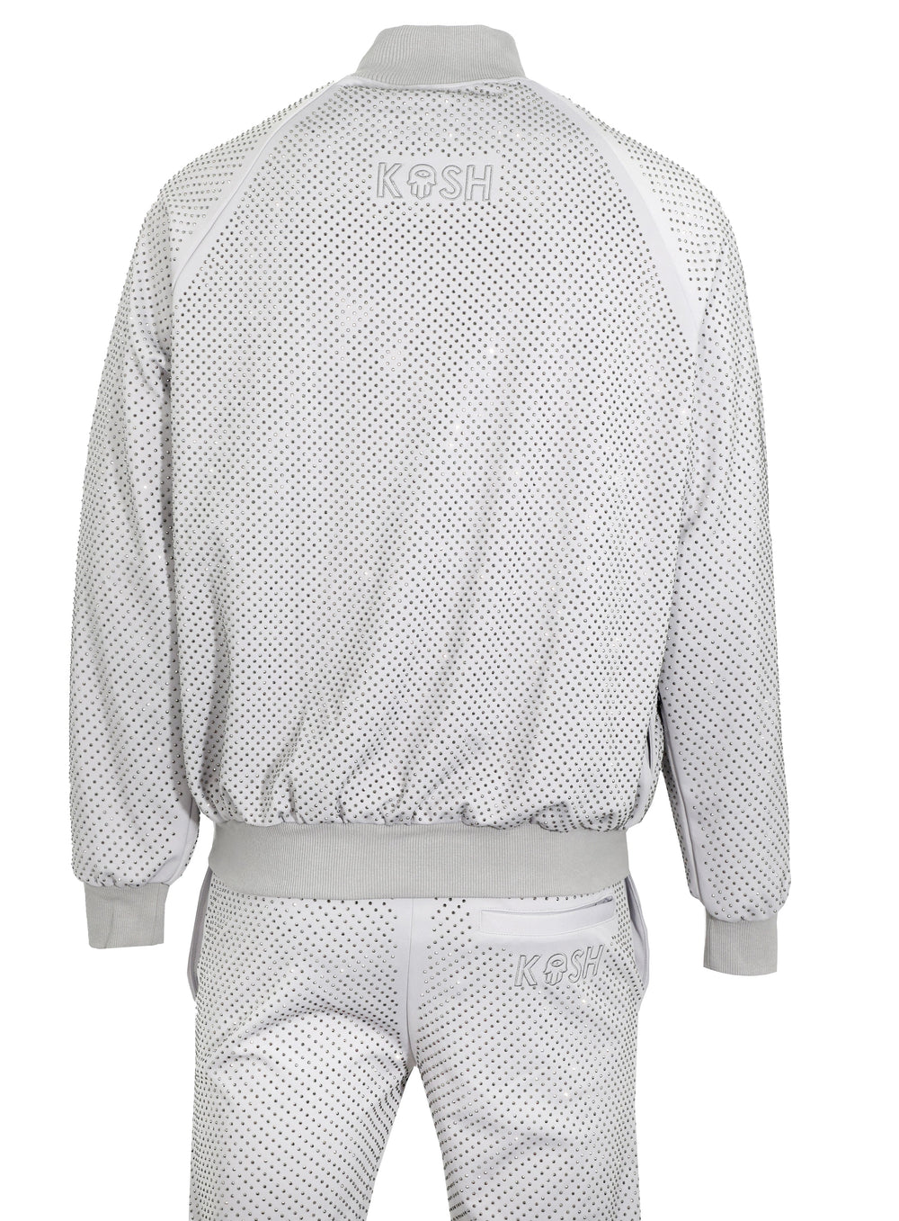 Kash Crystal Track Jacket with Hamsa Logo in light grey – view 2 of 4