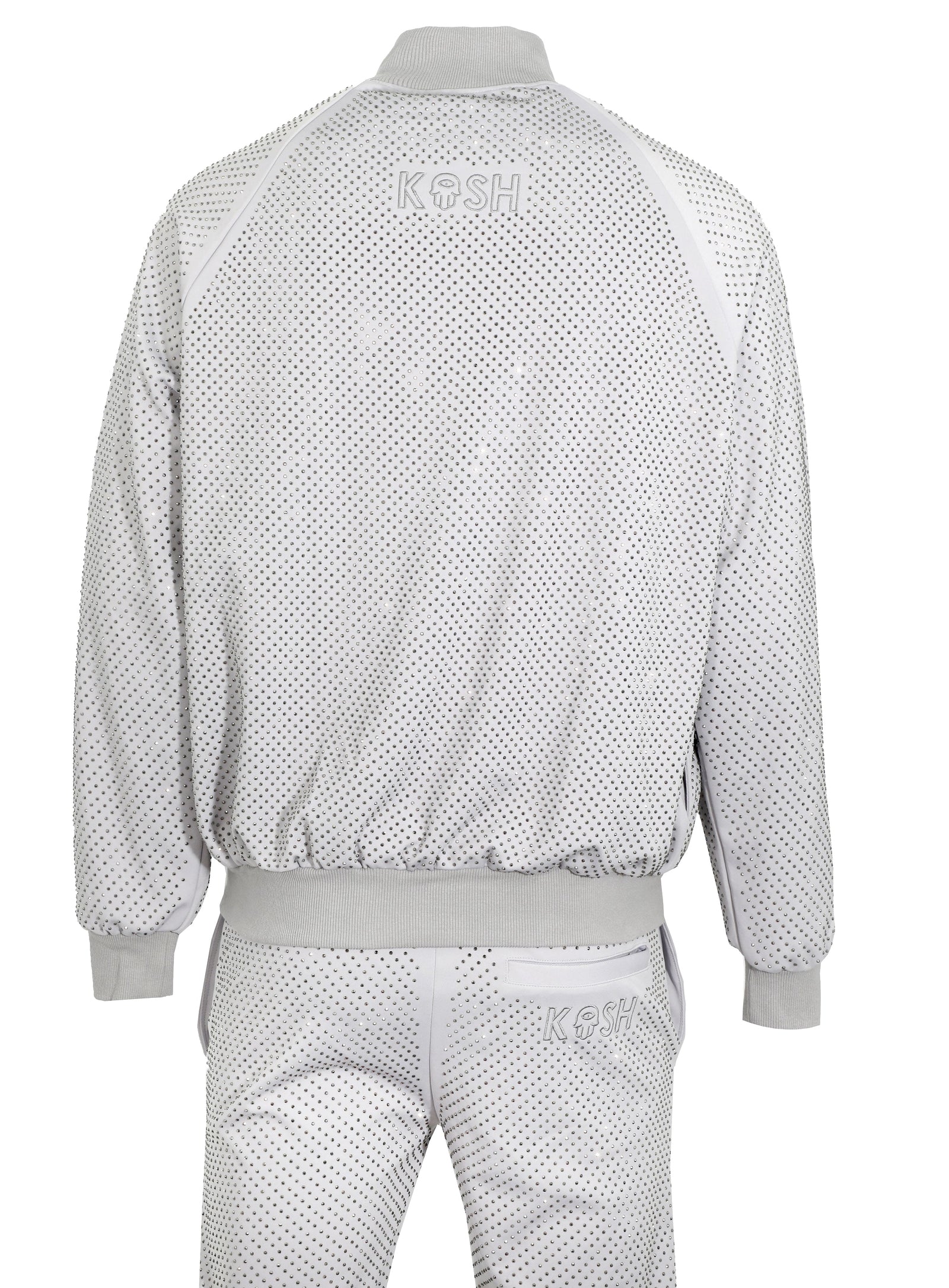 Kash Crystal Track Jacket with Hamsa Logo in light grey – view 2 of 4