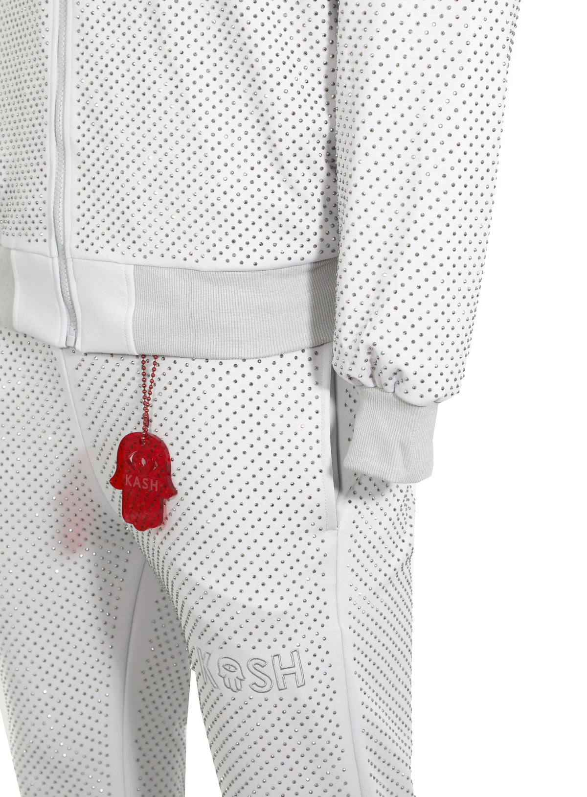 KASH CRYSTAL TRACK JACKET W| HAMSA LOGO - LIGHT GREY