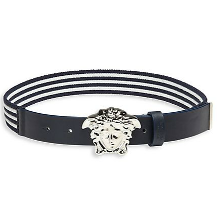 Boys Nautical Print Elastic Belt-Navy and White