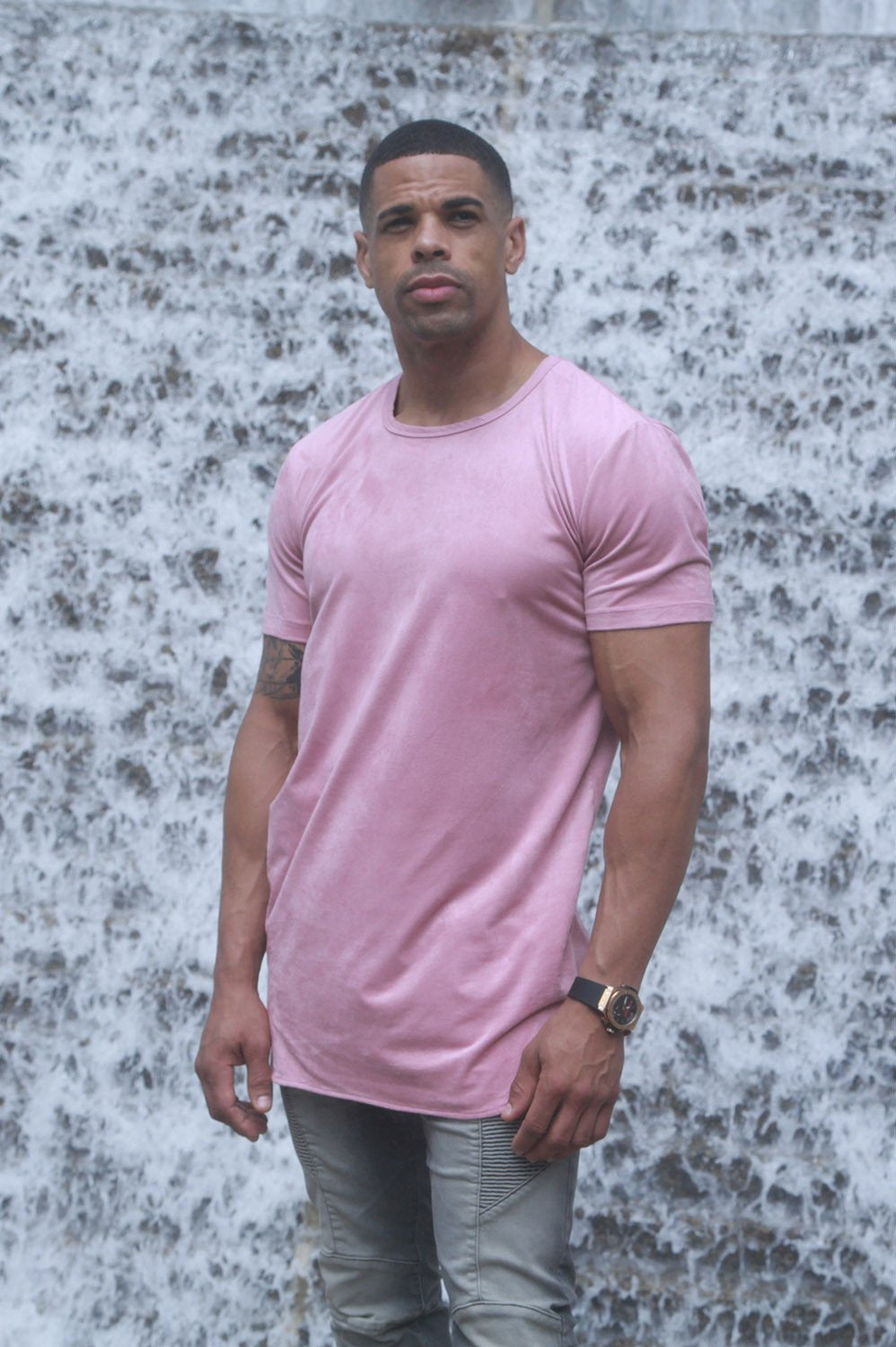 Kash Elongated Stretch Suede Rose Gold Tunic in Rose Gold – view 8 of 8