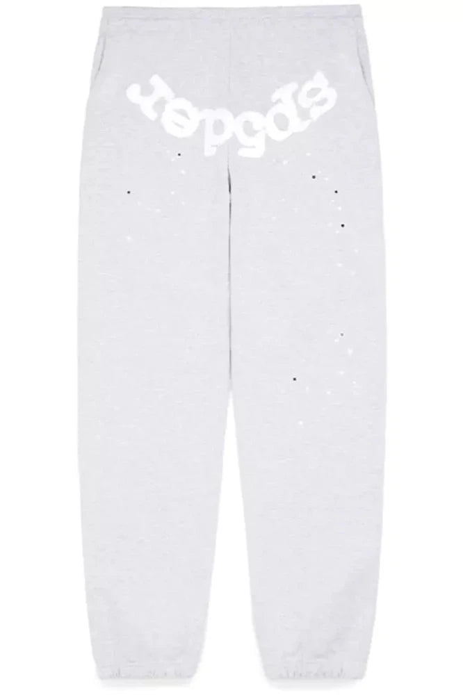 Sp5der OG Web Sweatpants in light grey with contrast web print – view 1 of 2