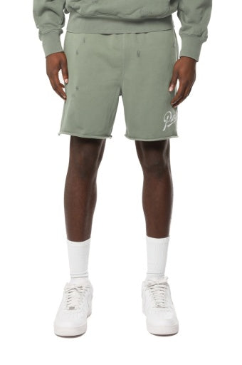 Purple Slugger Script Short - Green, front on model
