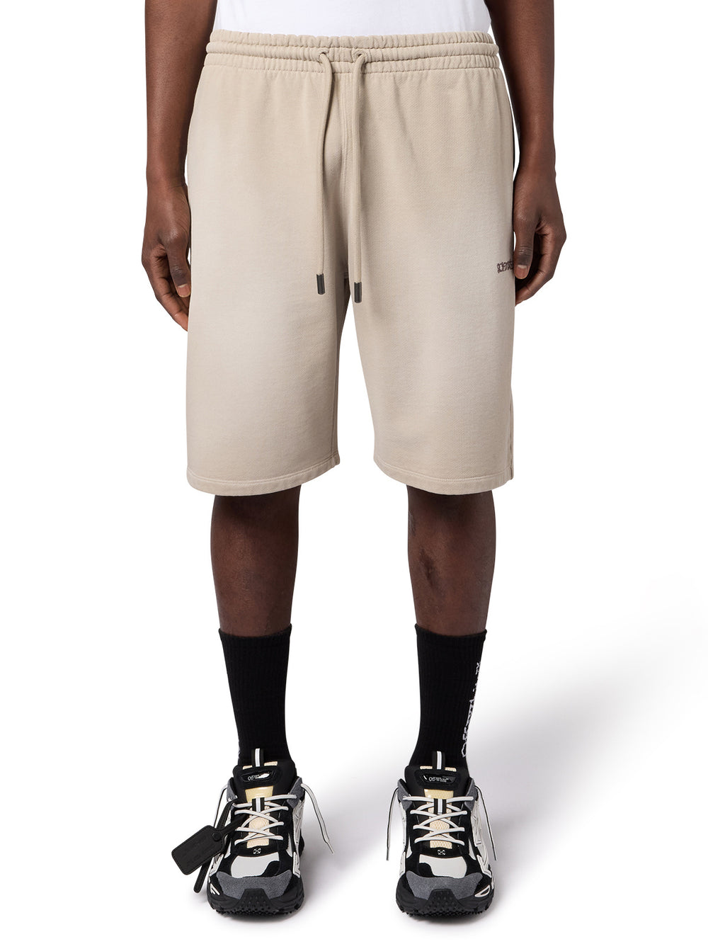 Off-White Heraldic Threshold Arrows Skate Sweatshort, front on model