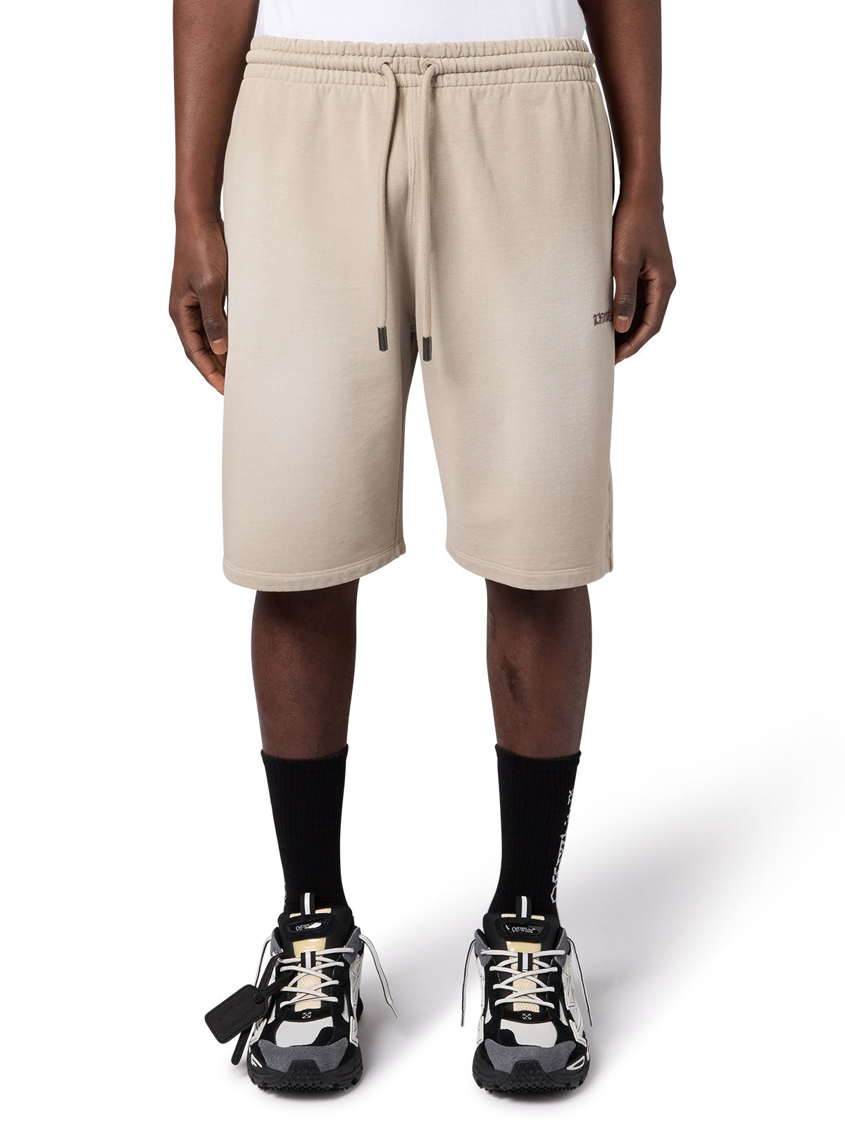 Off-White Heraldic Threshold Arrows Skate Sweatshort, front on model