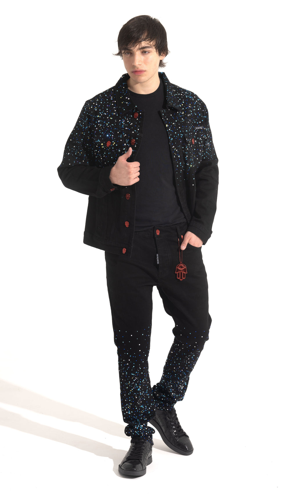 Kash Paint and Crystal Splattered Jacket in black – view 9 of 9