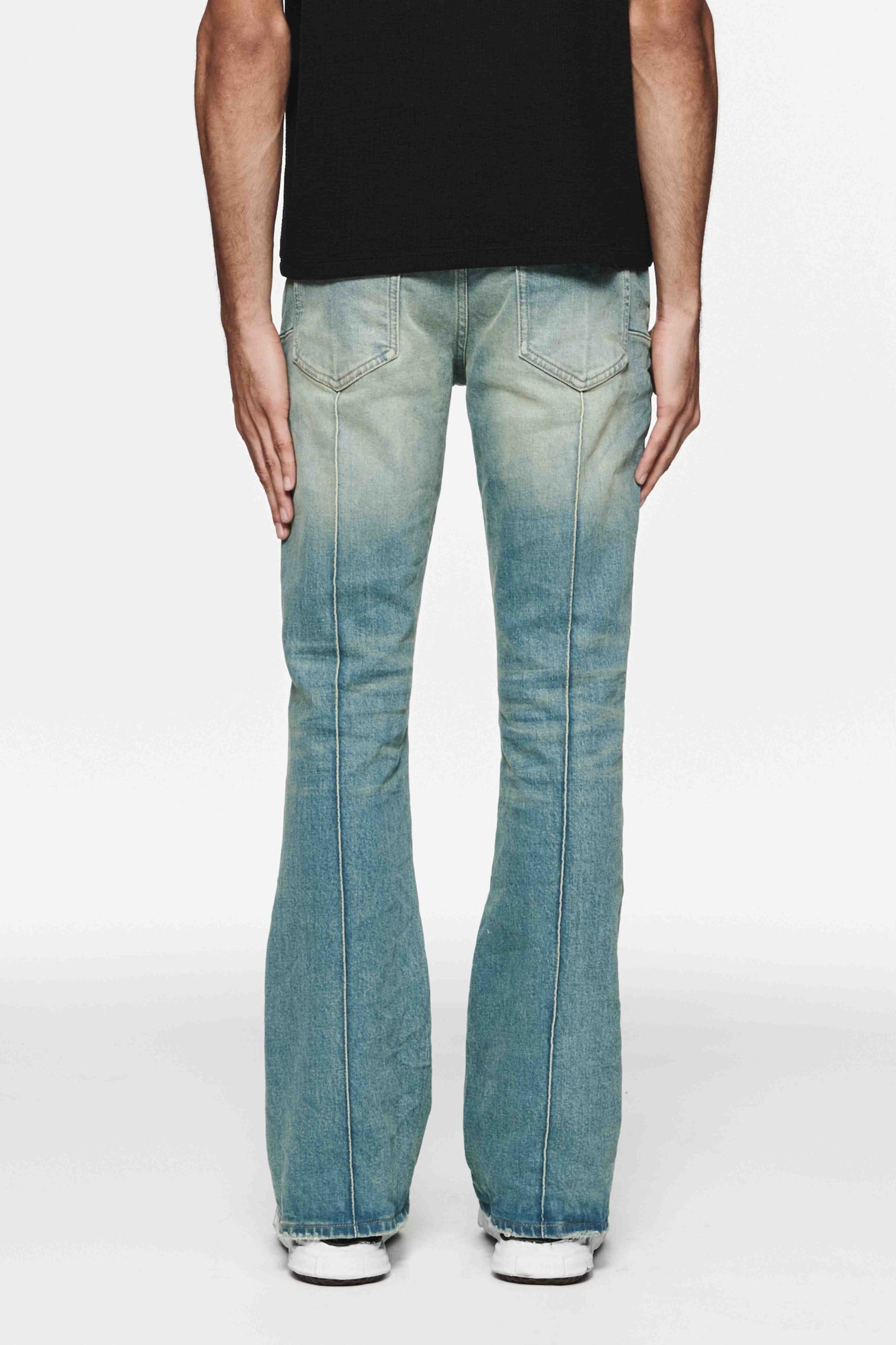 Pintuck Flare Overdye - LT INDIGO