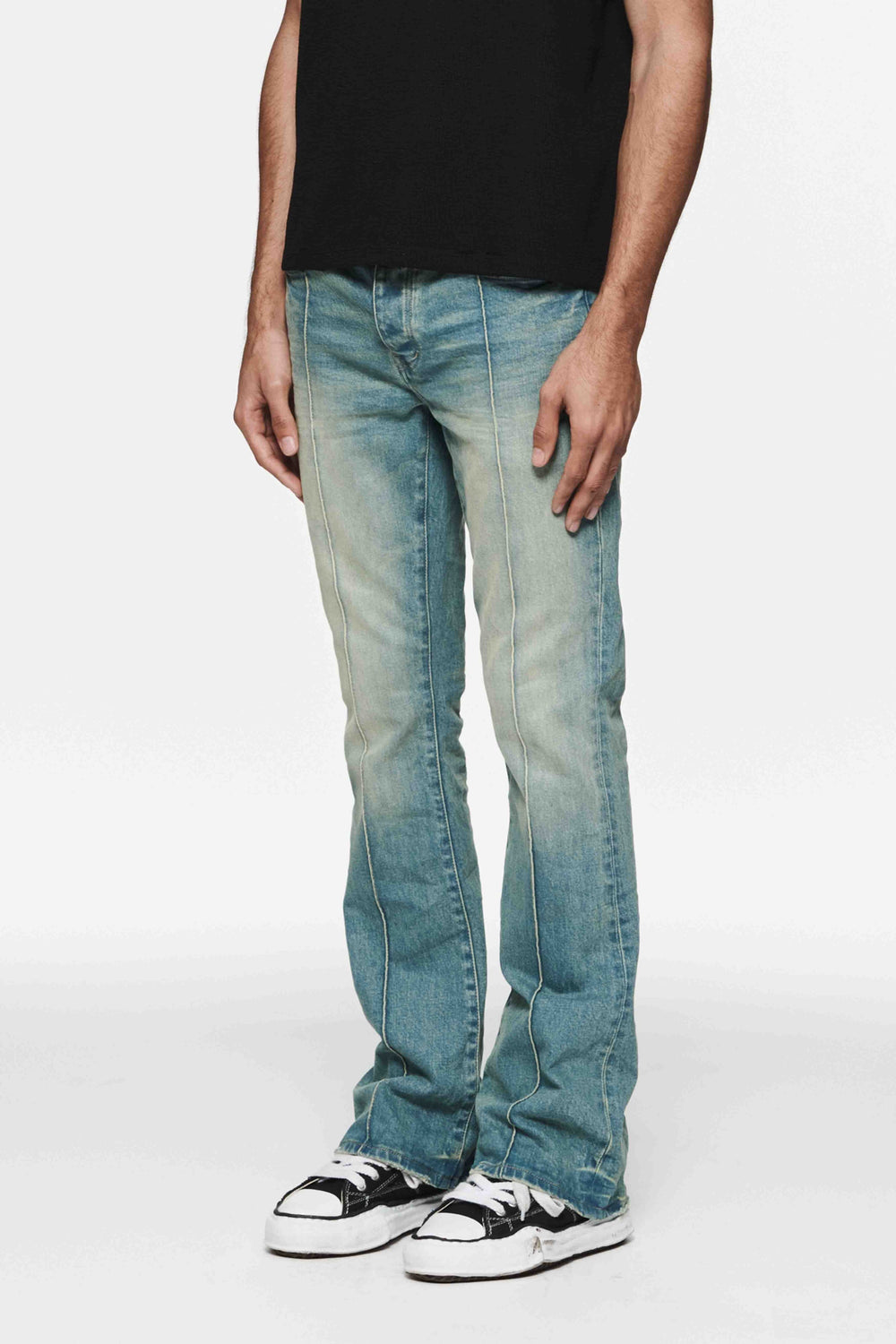 Pintuck Flare Overdye - LT INDIGO