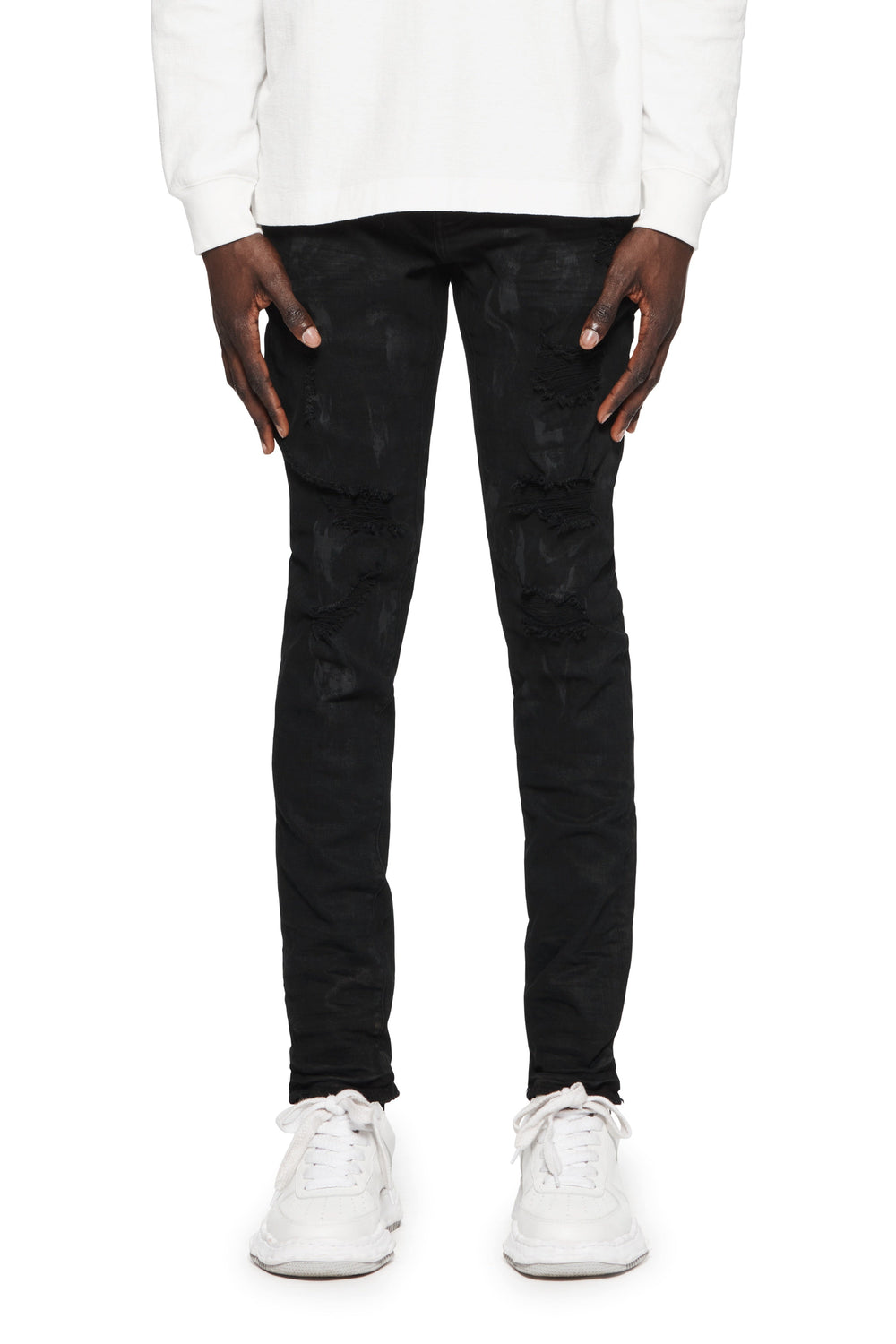 Purple Brand P001 Black Oil Spill men's jeans in black – view 1 of 4