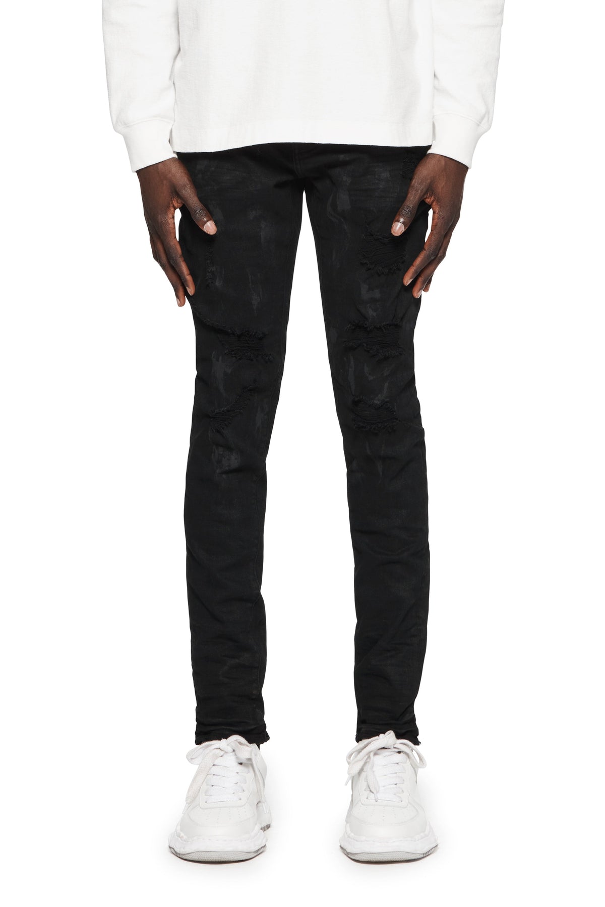 Purple Brand P001 Black Oil Spill men's jeans in black – view 1 of 4