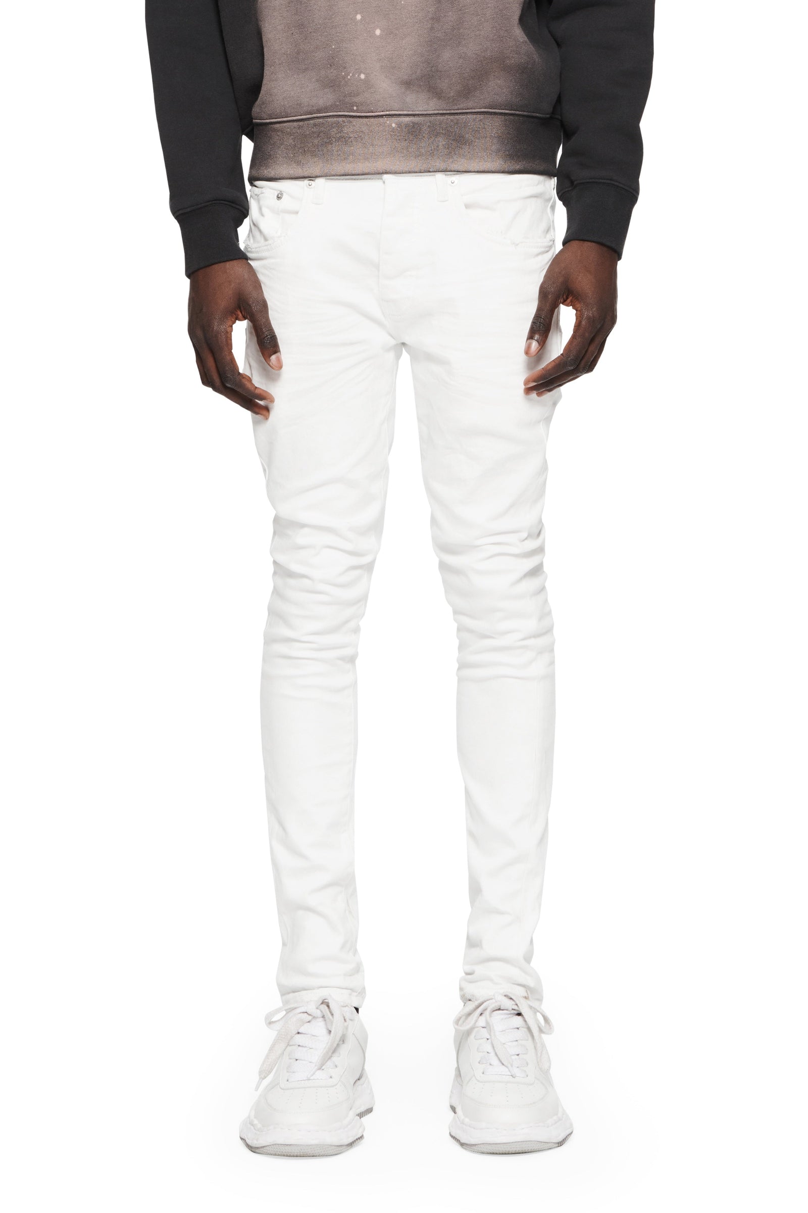 Purple men's jeans in optic white – view 2 of 3