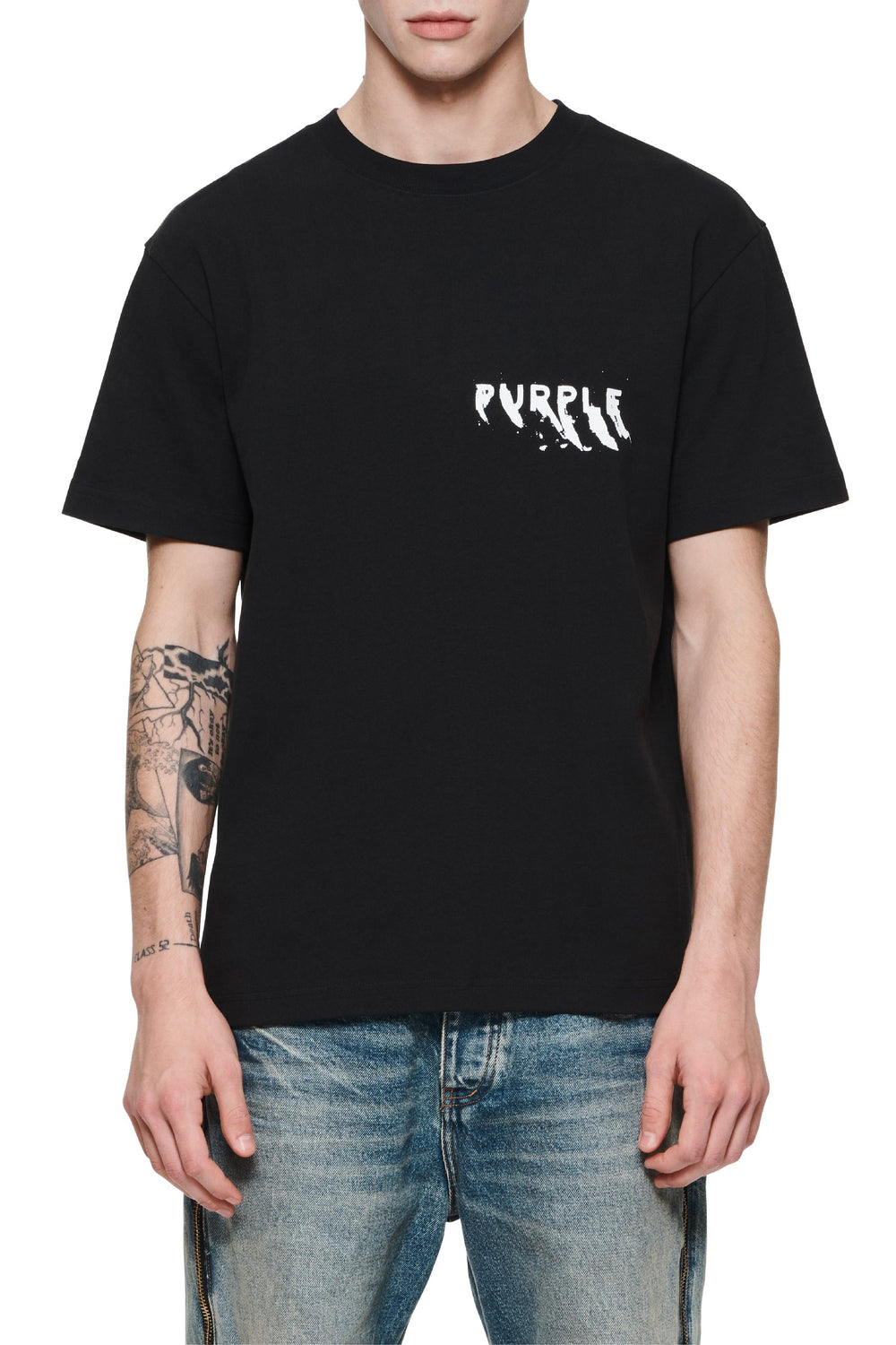 Purple Brand Heavy Jersey SS Tee in black – view 1 of 2