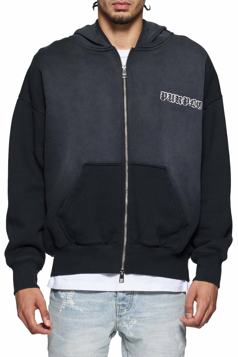 Hwt Fleece Zip Front Hoody- Black