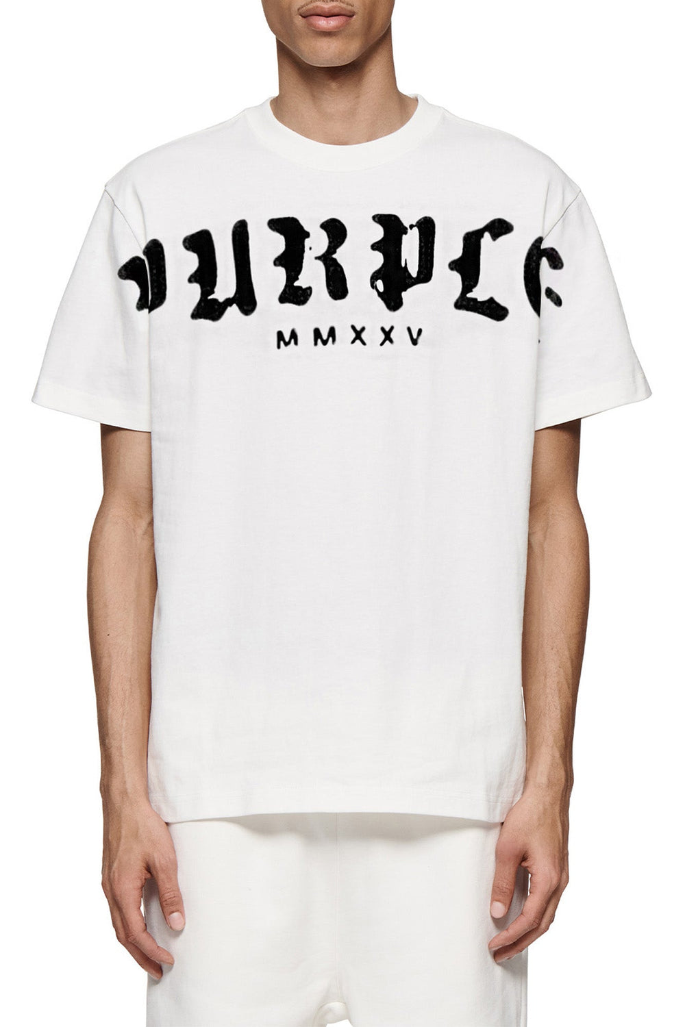 Purple Jeans Textured Jersey Tee - White