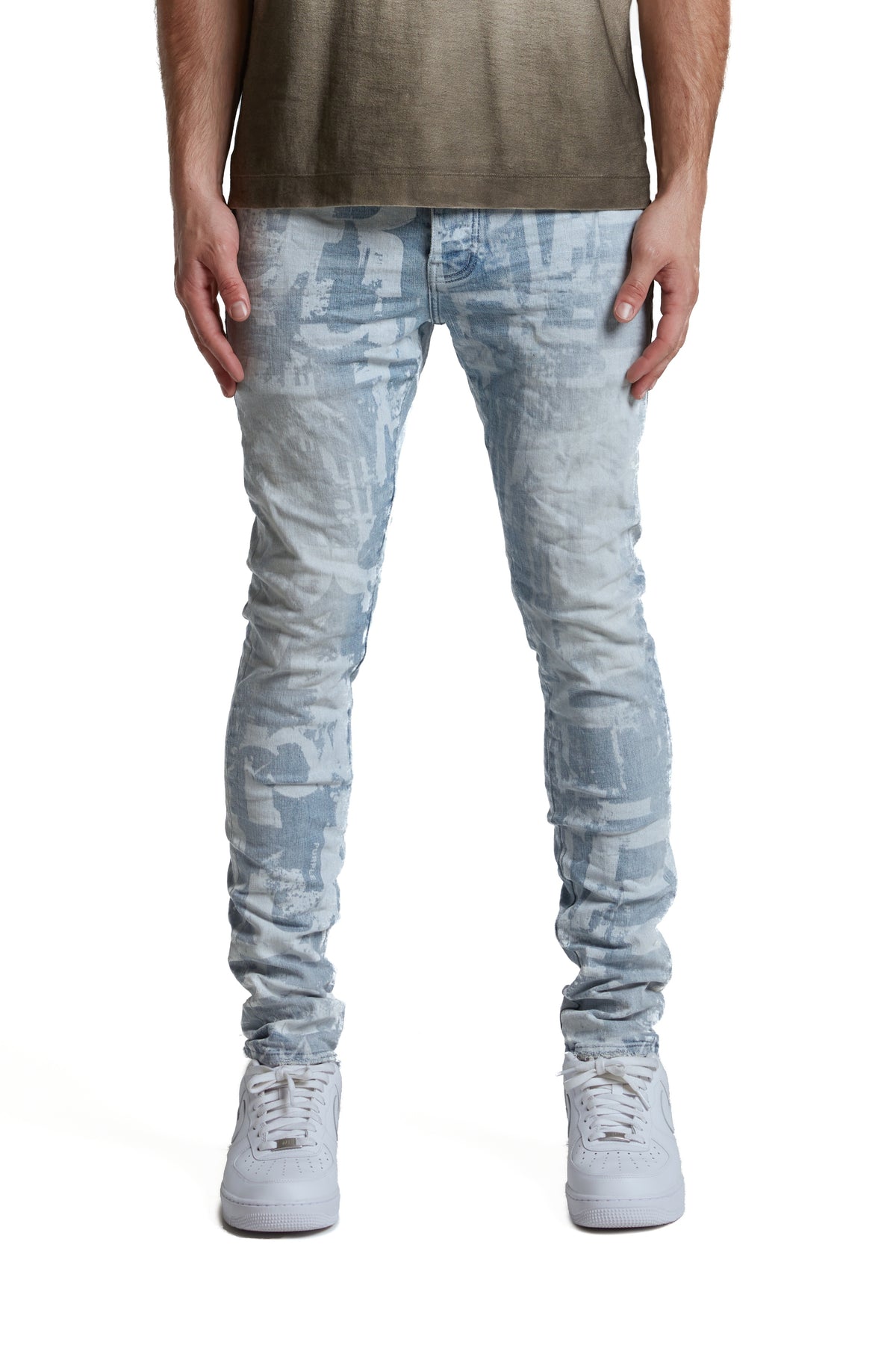 Skinny Grunge Print - Light Indigo