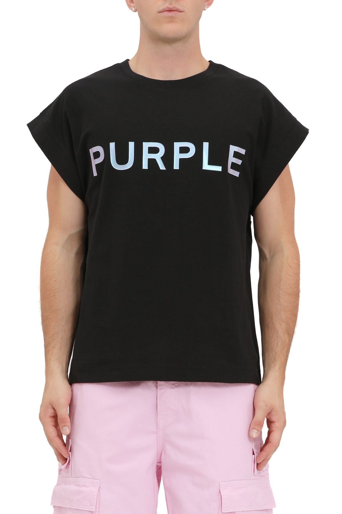 TEXTURED JERSEY SLVLESS TOP - BLACK