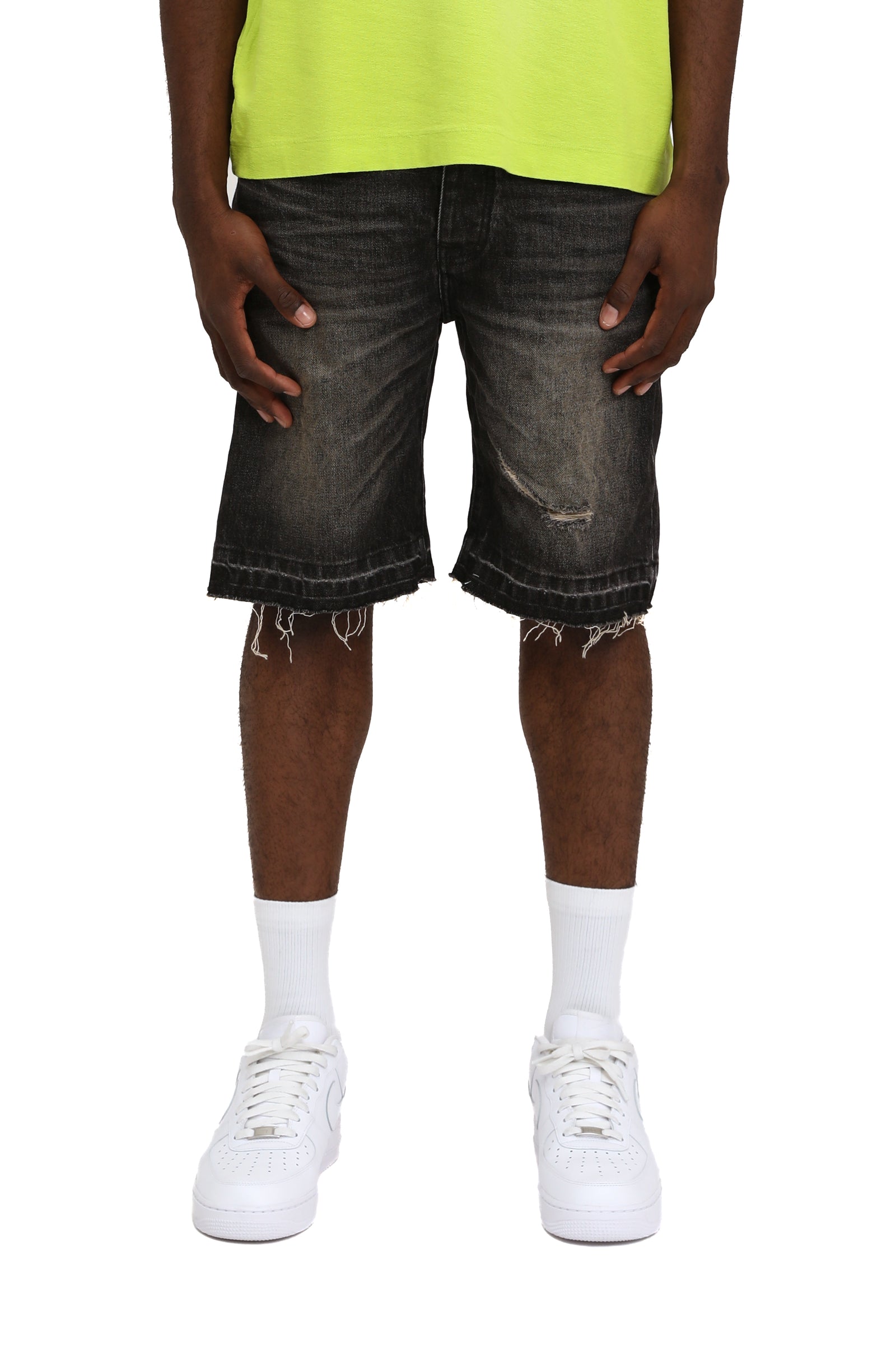 Purple Brand Smoke Worn Vintage Shorts in black – view 1 of 2