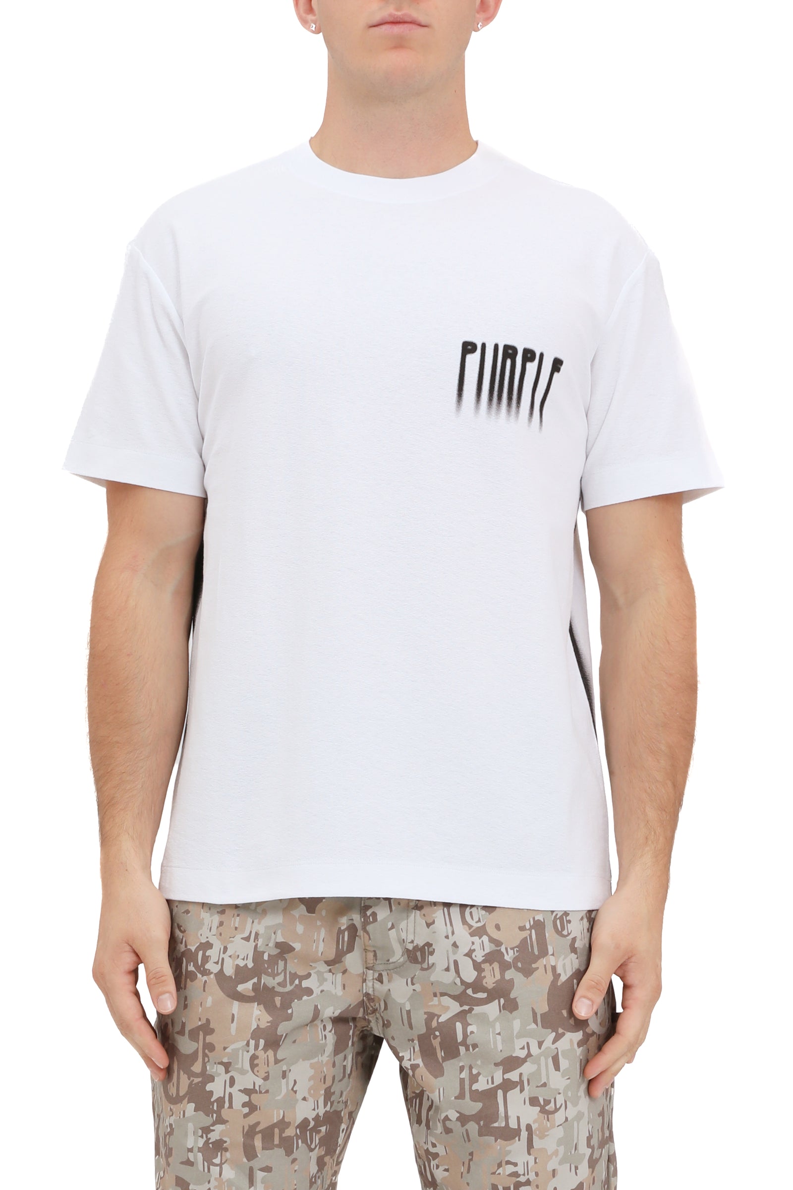 Purple Brand Textured Jersey short sleeve tee in white – view 2 of 2