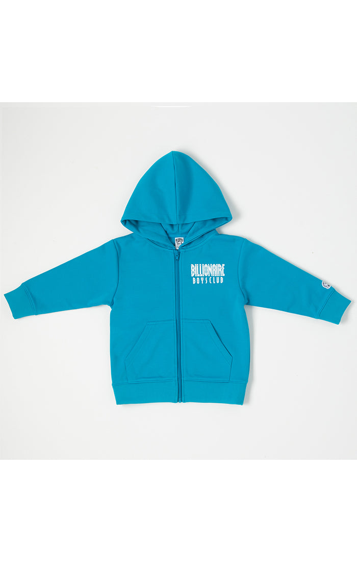 Kids bb straight font zip hoodie - Blue Danube