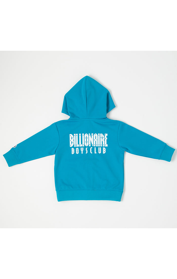 Kids bb straight font zip hoodie - Blue Danube