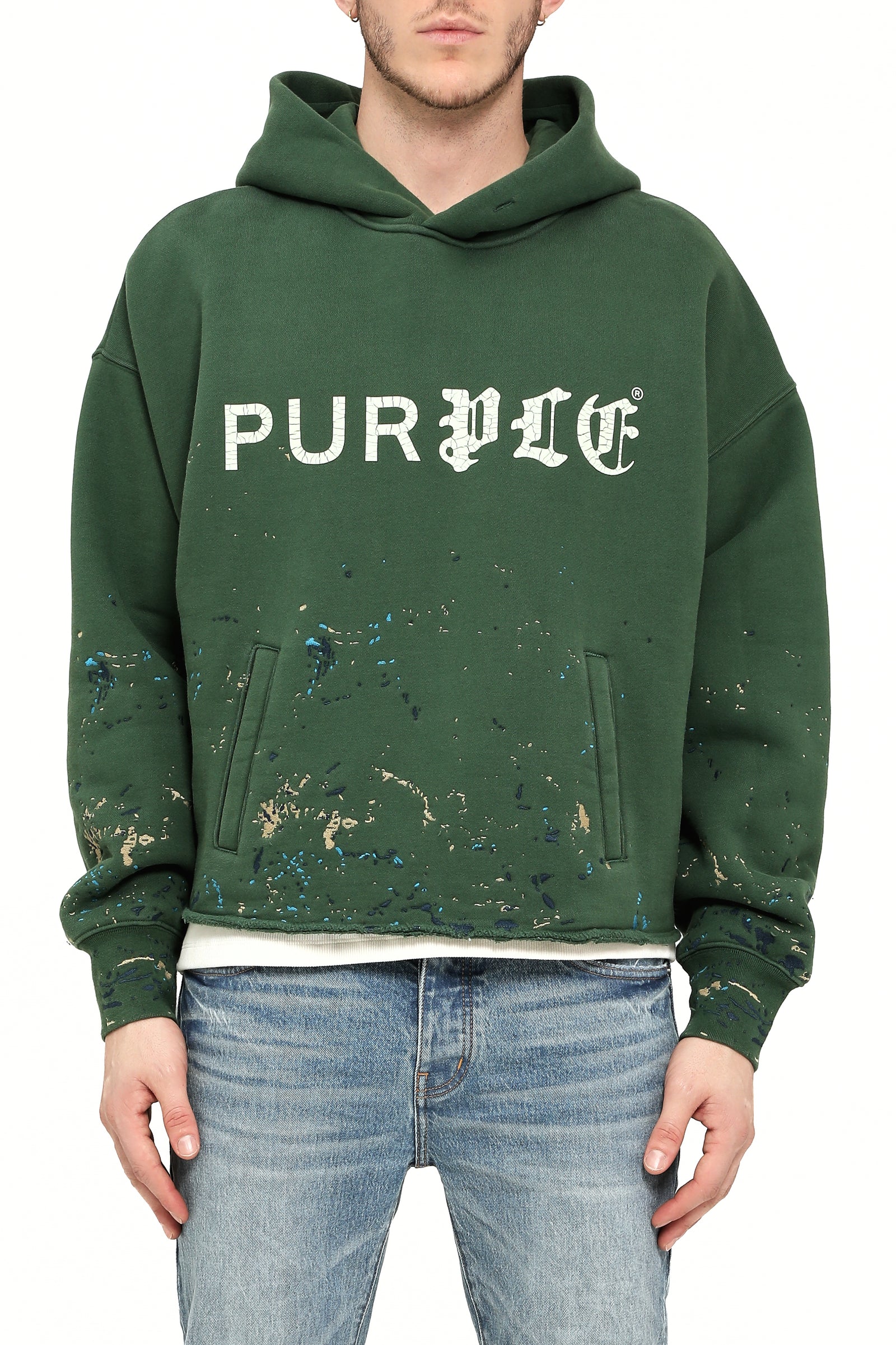 Purple Brand Heavyweight Fleece Hoodie in green – view 1 of 2