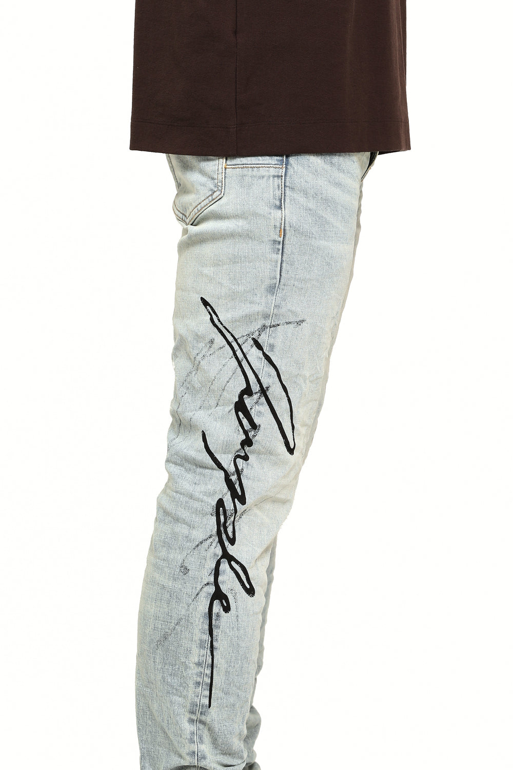 Purple Brand P001 Skinny Double Script Jeans in light indigo – view 4 of 4