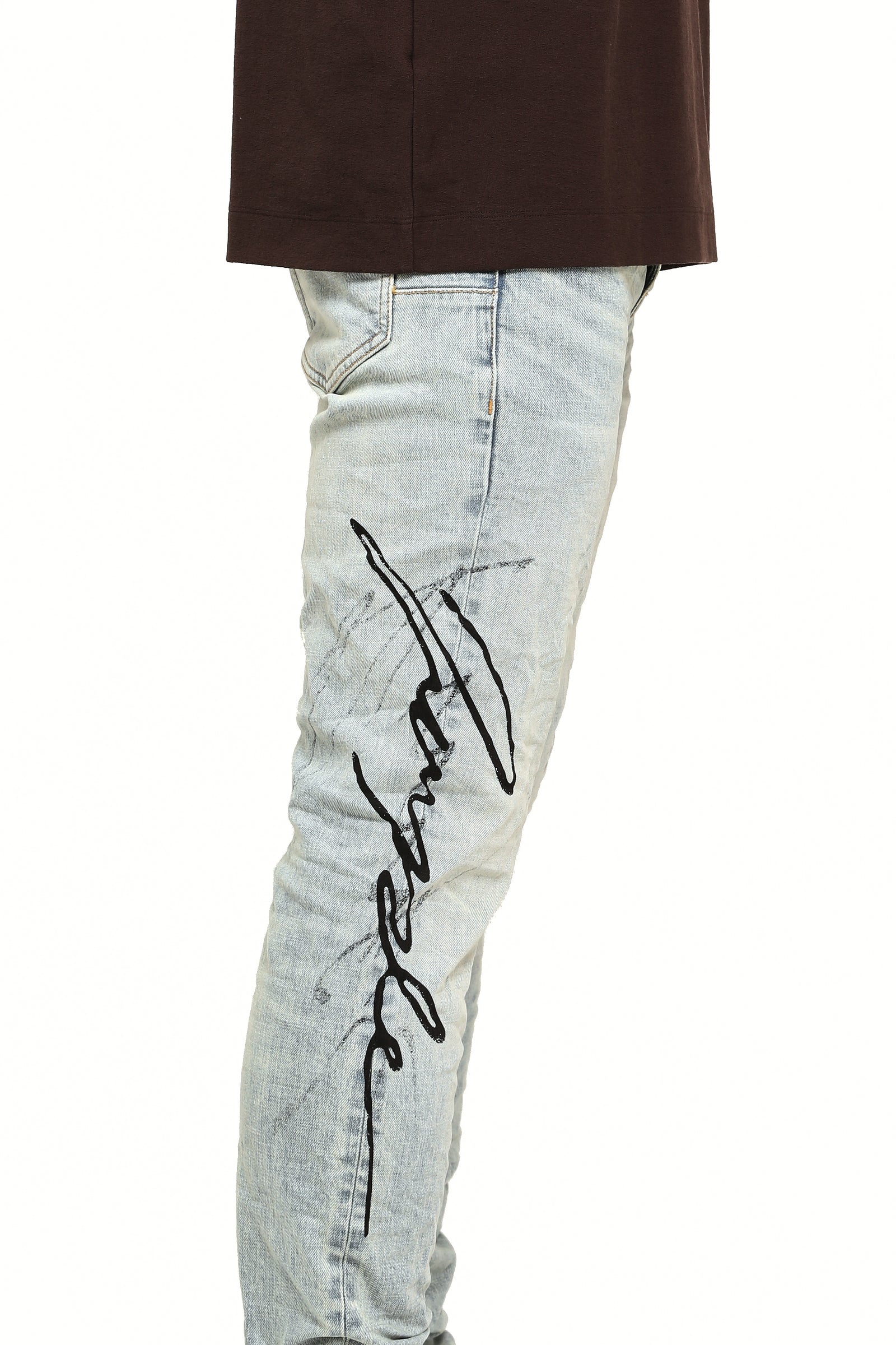 Purple Brand P001 Skinny Double Script Jeans in light indigo – view 4 of 4