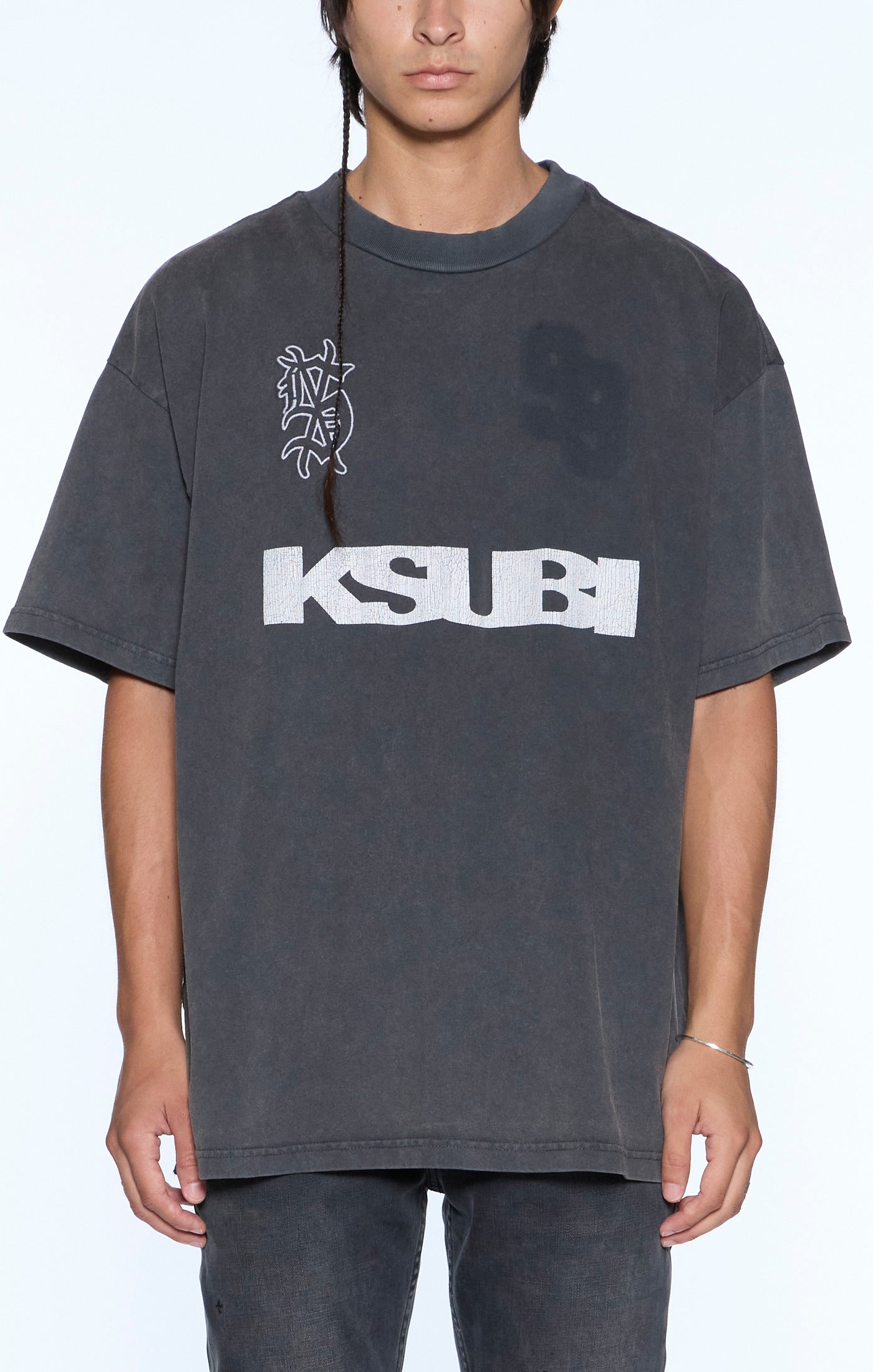 Ksubi rugged ekcess ss tee blasted Charcoal