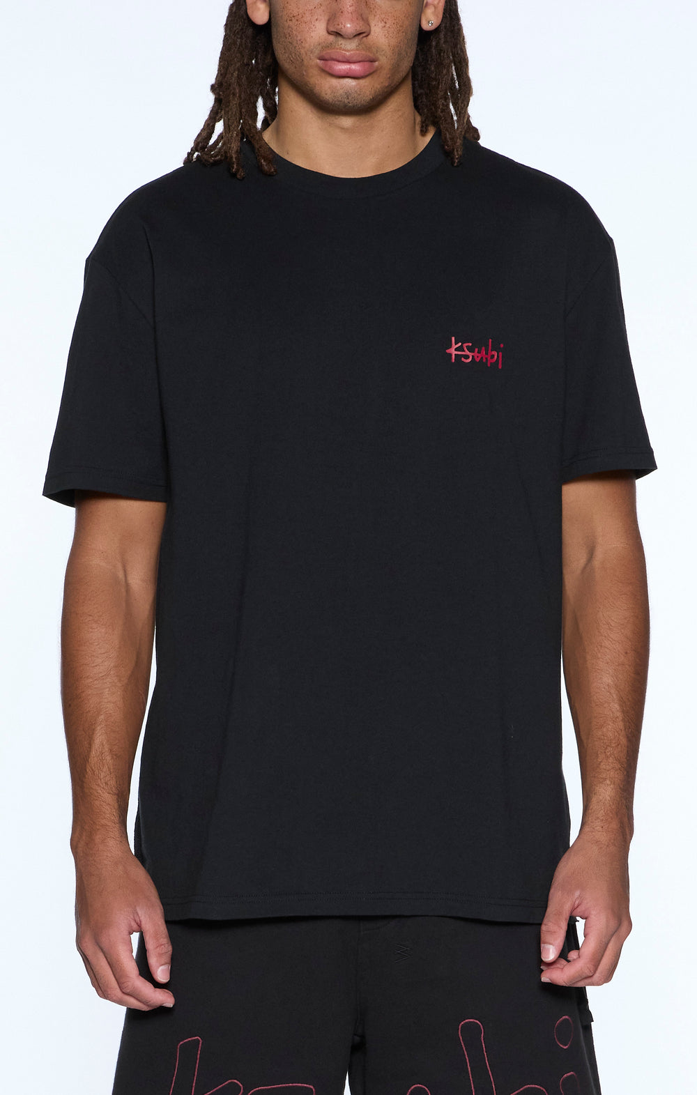 Ksubi All Day Biggie SS Tee w/ Red in faded black – view 1 of 2