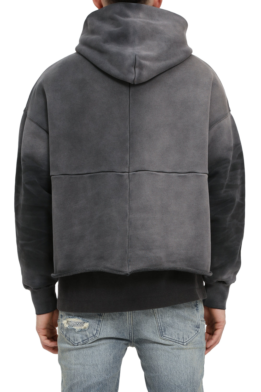 Purple HWT Fleece Oversized Hoodie in black – view 2 of 2