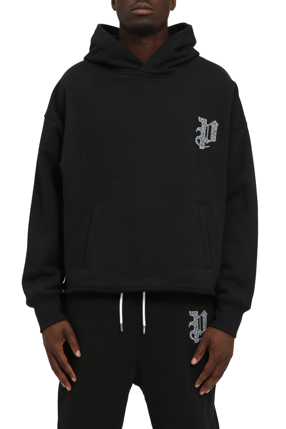 Purple Brand HWT Fleece Oversized Hoodie in black, oversized long-sleeve hoodie – view 1 of 2
