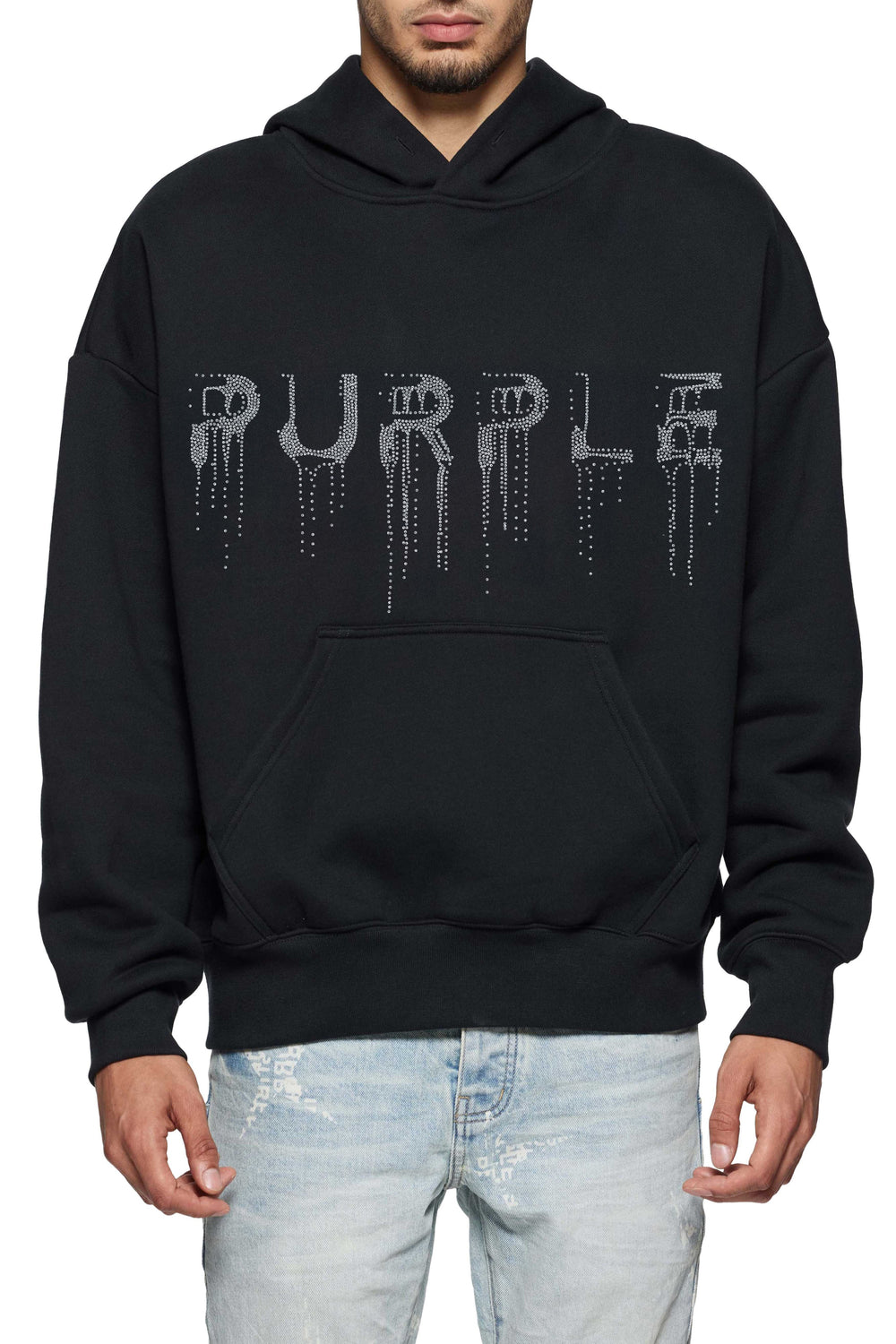 Purple Brand Heavyweight Fleece Pullover Hoodie in black – view 1 of 2