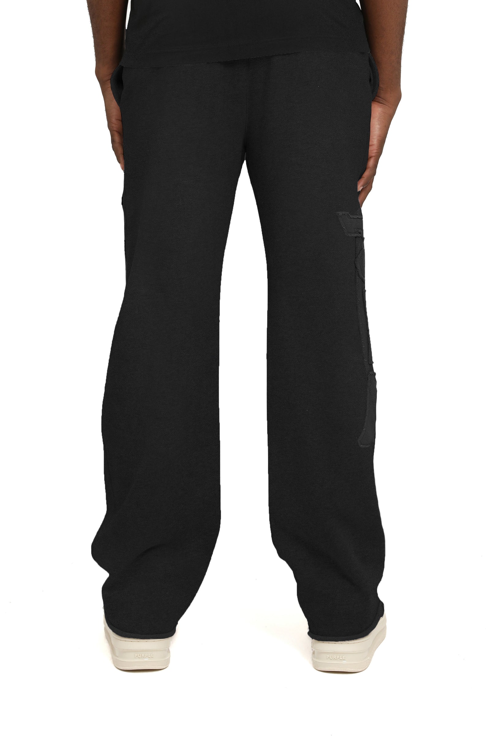 Purple Brand heavyweight fleece cut off pant in black – view 2 of 2