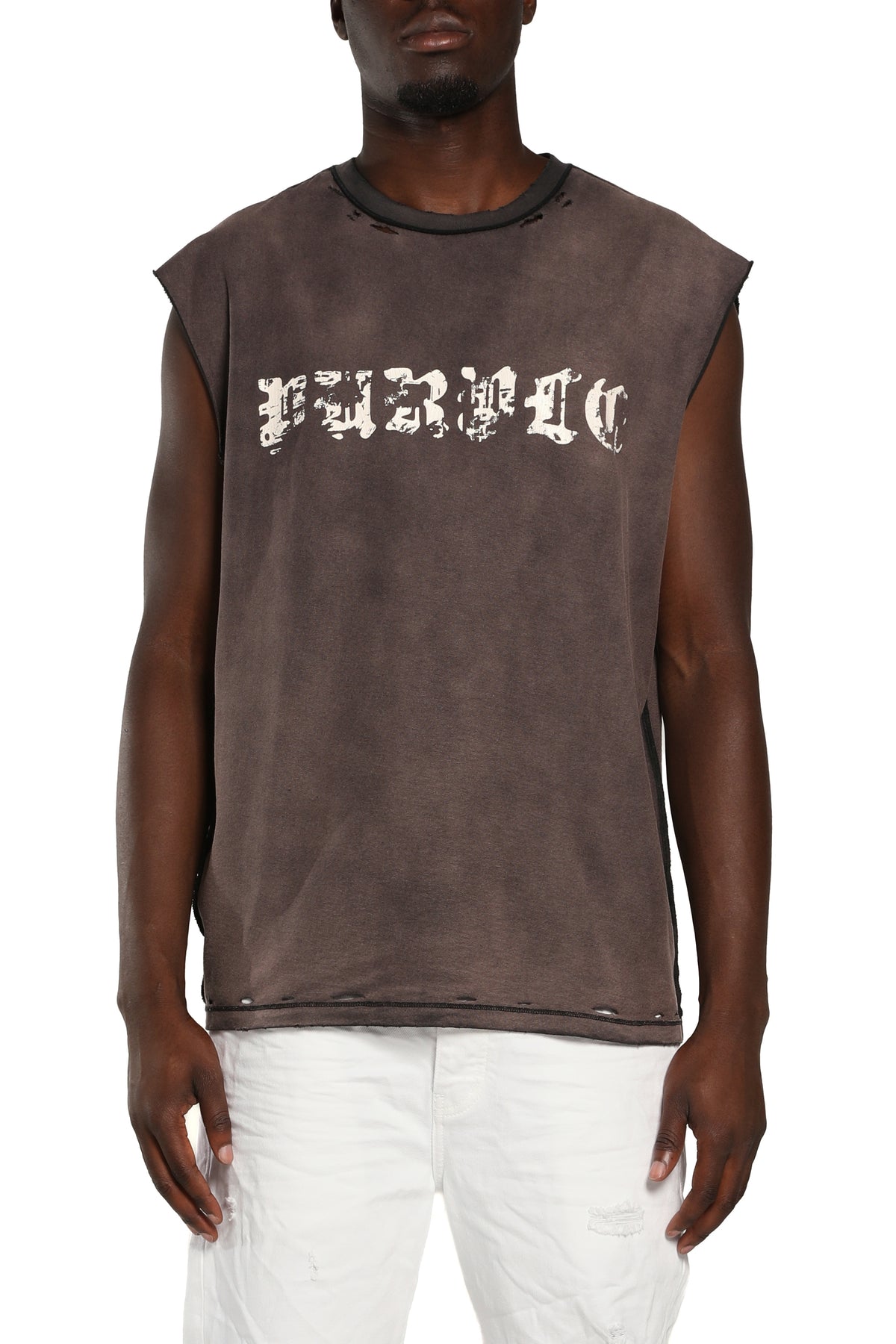 Textured Sleeveless Tee - Black